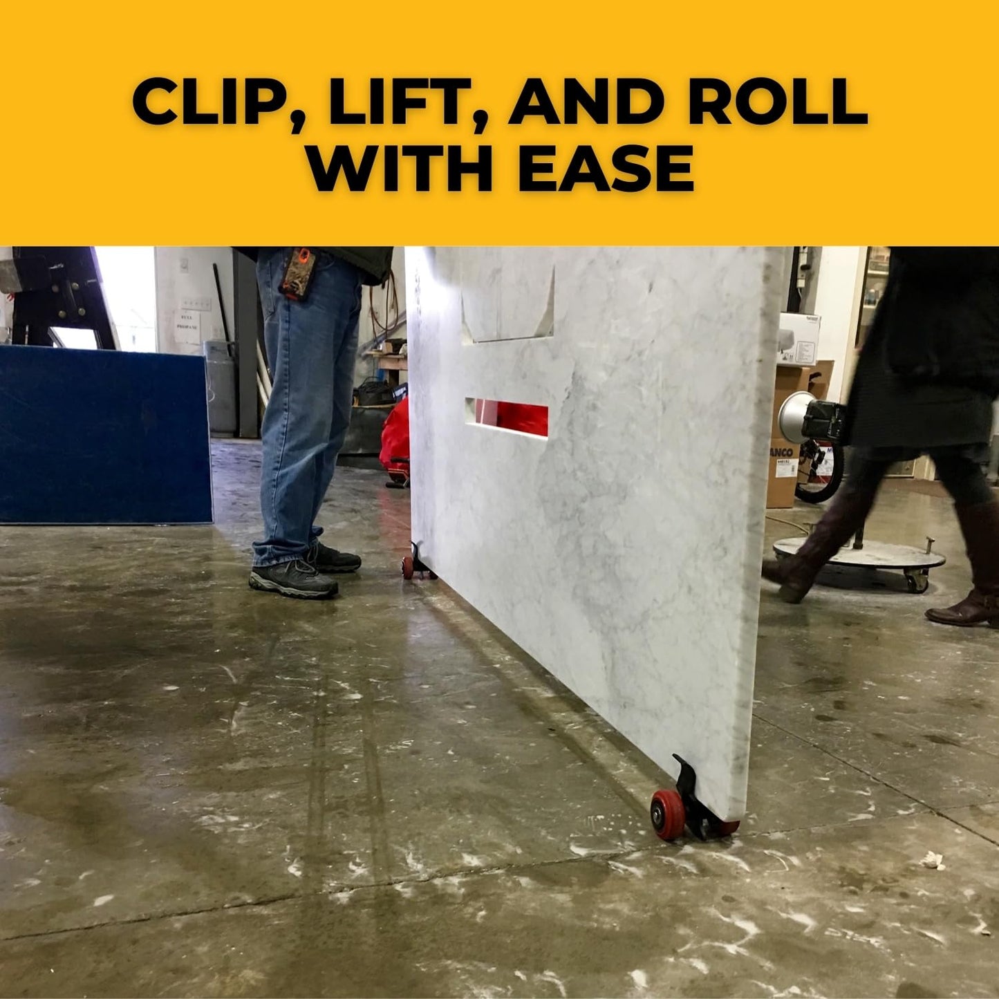 FastCap 02120 Clip N ROLL with Steel Axel, Polyurethane Wheels, 500 LB Capacity