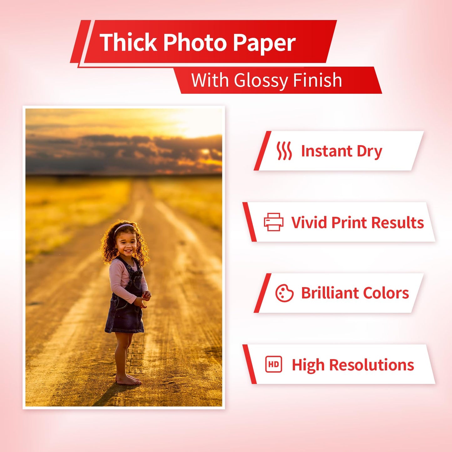 Elygrap Thick Glossy Photo Paper, 300gsm Heavyweight Cardstock Paper for Inkjet Printer and Dye Ink 8.5x11 inch - 100 Sheets for Brilliant Color & Clarity in Photos, Invitations, Postcards