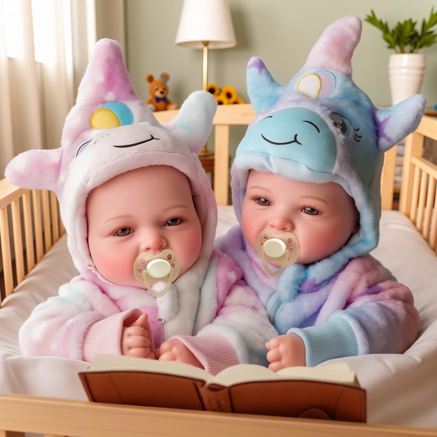 BABESIDE Baby Dolls Twins - 17'' Cute Soft Body Realistic Newborn Twin Dolls Real Life Baby Girl and Boy with Accessories for 3+ Year Old Kids Gifts, Pretend Play, Collection