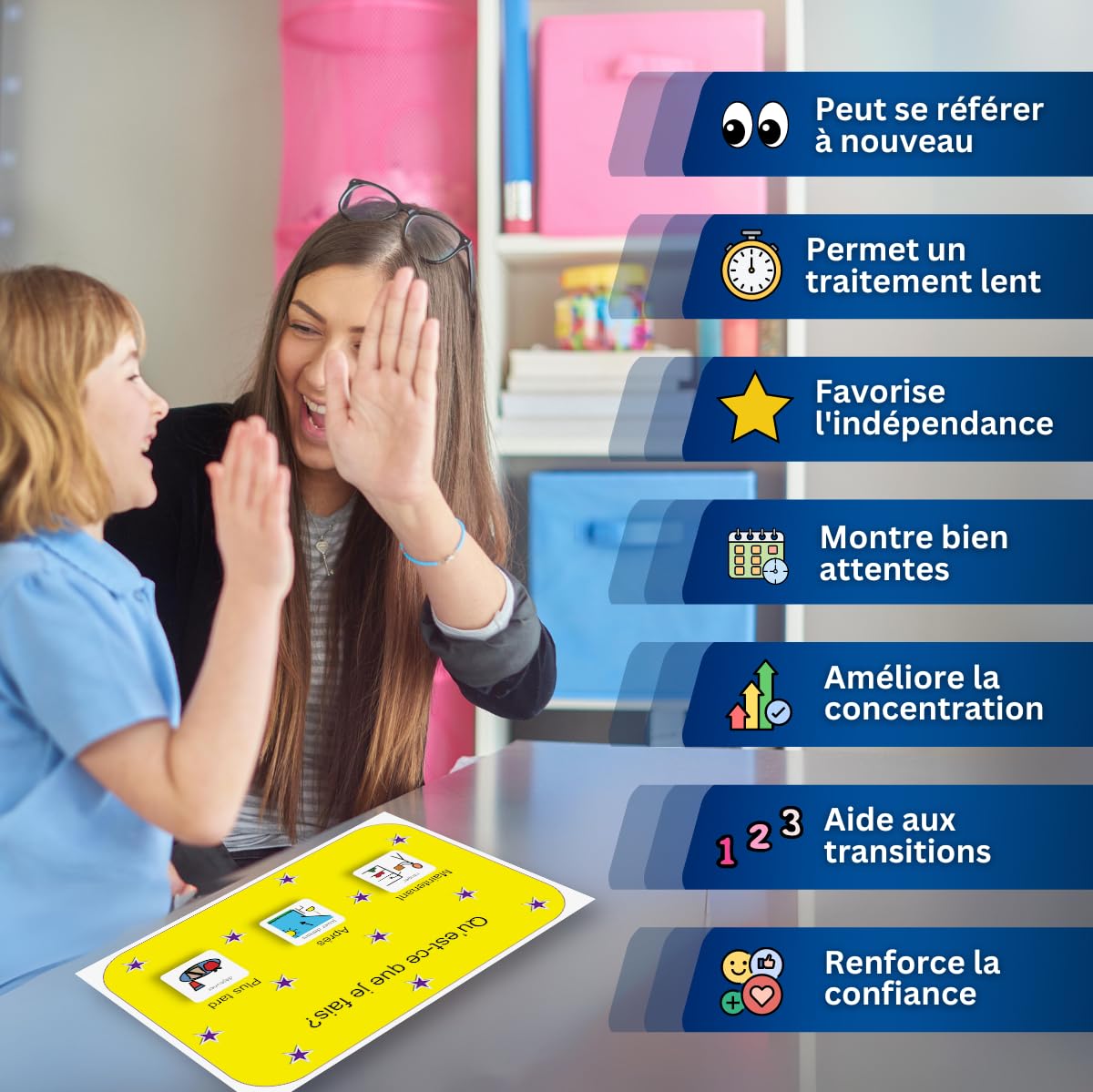 Tableau Routine Enfant Maintenant Suivant – Emploi du Temps/Rituel – 32 Pictogrammes Autisme Materiel – Calendrier de Planning – TSA/TDAH Enfant outil