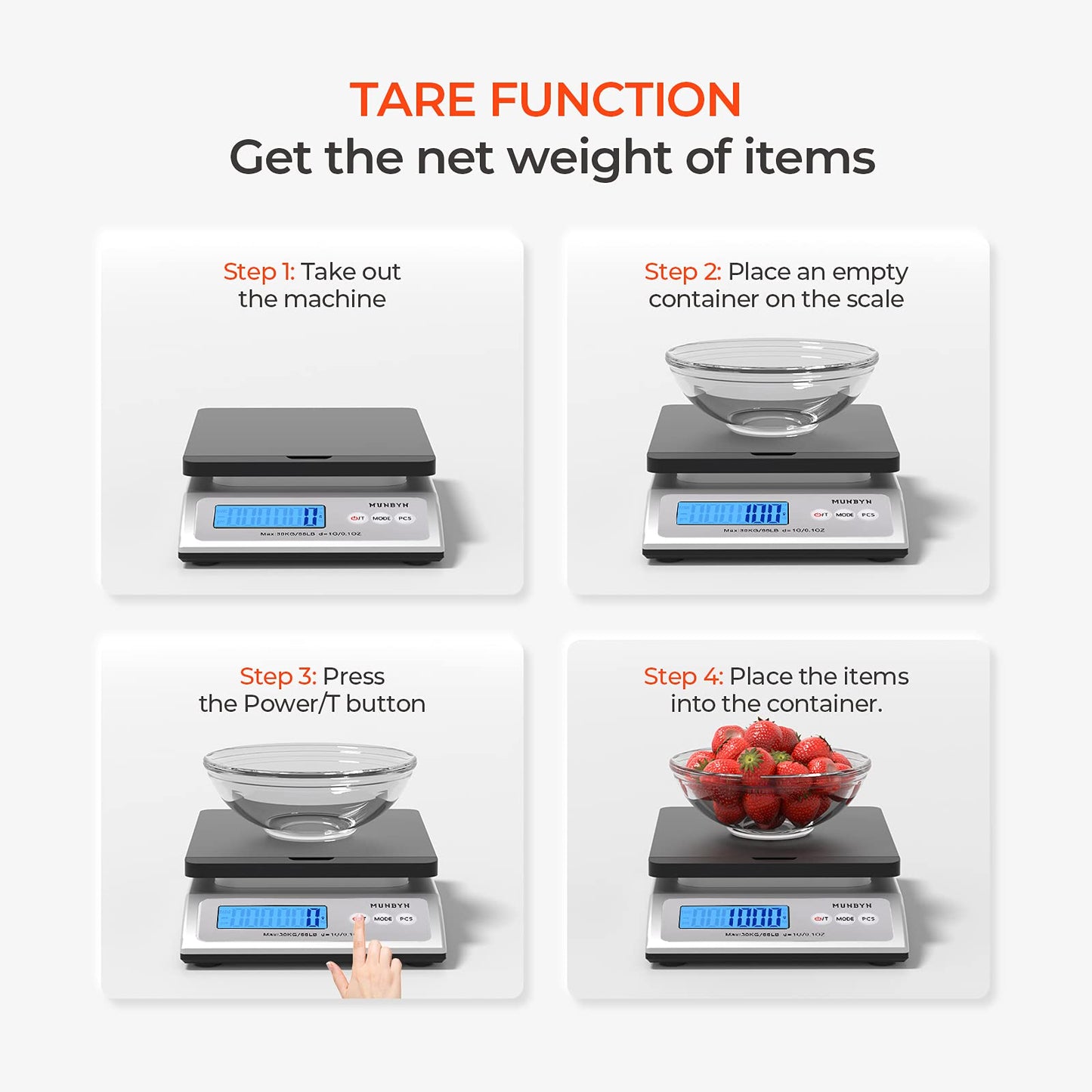 MUNBYN Digital Shipping Postal Scale, 30kg/66lbs, 1g Accuracy, Mail Scale for Packages, with Soft Tape Measure and Foldable Parcel Stand, Hold and Tear Function for Parcel Shipping Packet Postage