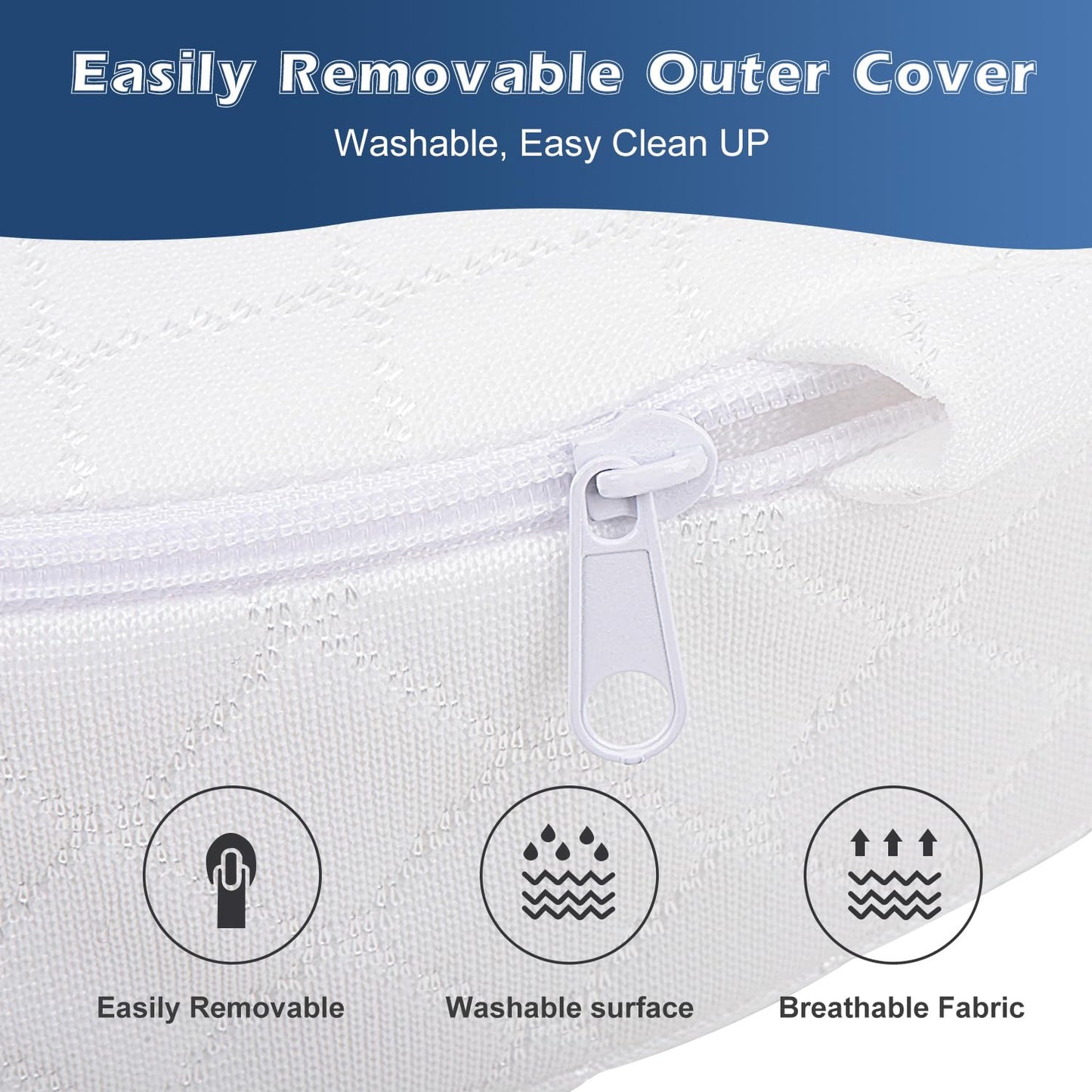 Wonder Living Pregnancy Wedge, Incline, Breathable, Premium Foam with Removable Cover, 15 x 12 x 2.6 inches
