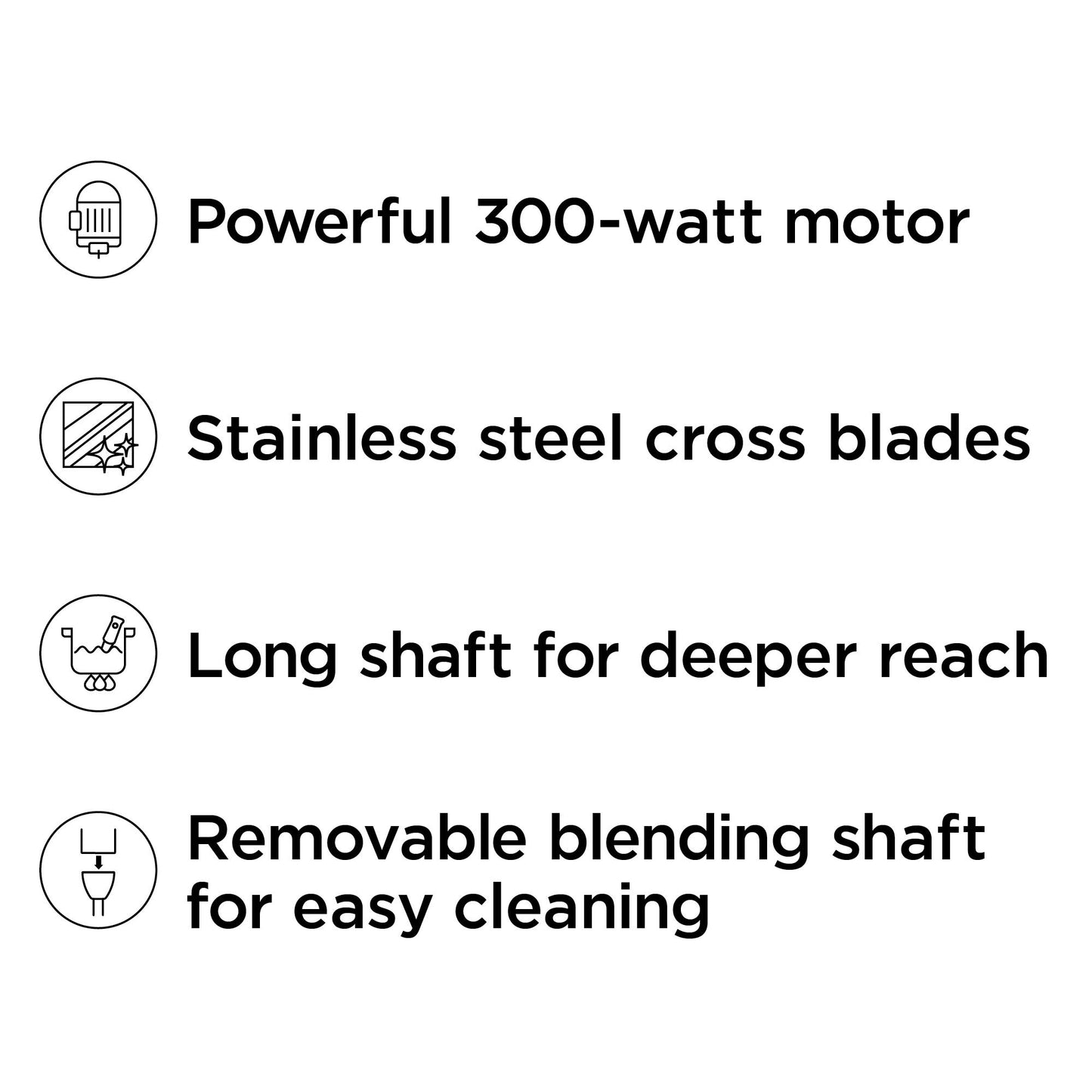 Chefman Immersion Blender, 300W Hand Blender with Stainless Steel Blades, Powerful Electric Ice Crushing 2-speed Control Handheld Food Mixer, Purées, Smoothies, Shakes, Sauces & Soups, Red