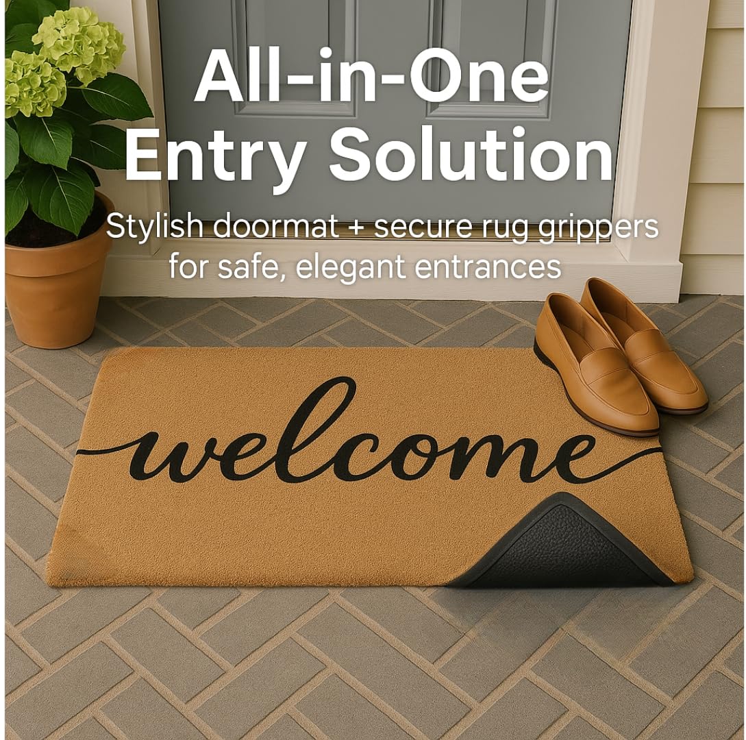 Casafoyer Door Mat 30” x 17” – Front Door Mat, Doormat Outdoor Entrance with Natural Coir Fiber, Non-Slip Backing, Weather-Resistant for Indoor & Outdoor Use Welcome Mat, Valentines Day Doormat
