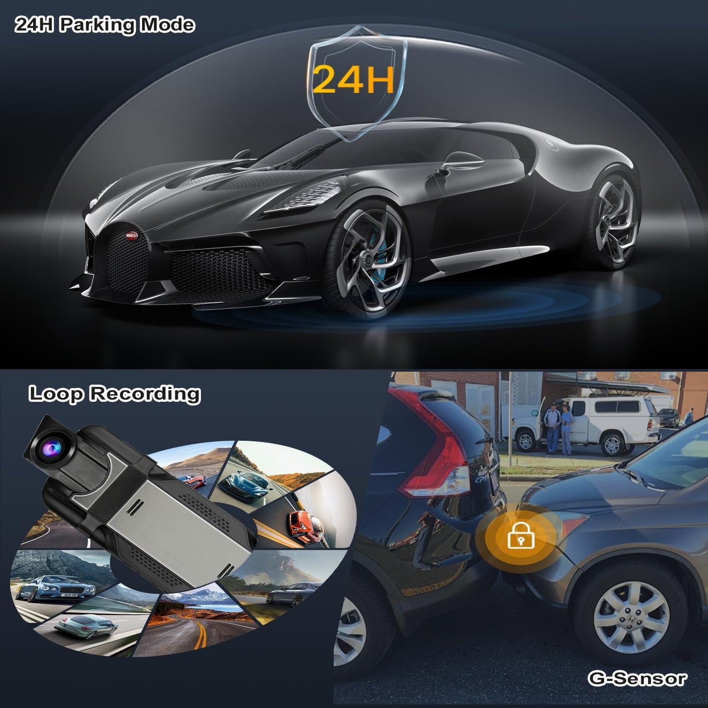 3 Channel Mirror Dash Camera for Cars, 10" Triple Rear View Mirror with 4K/3K Front, 1080P Inside and Rear with WiFi, G-Sensor, Night Vision, Reverse Assist, Parking Monitoring