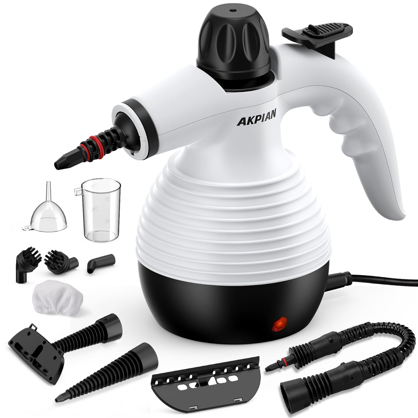 AKPIAN Steam Cleaner for Home, High-Pressure Steamer with 10 Tools, Chemical-Free Deep Cleaning for Tile Grout, Kitchen Stove, Microwave, Couch, Windows (White)