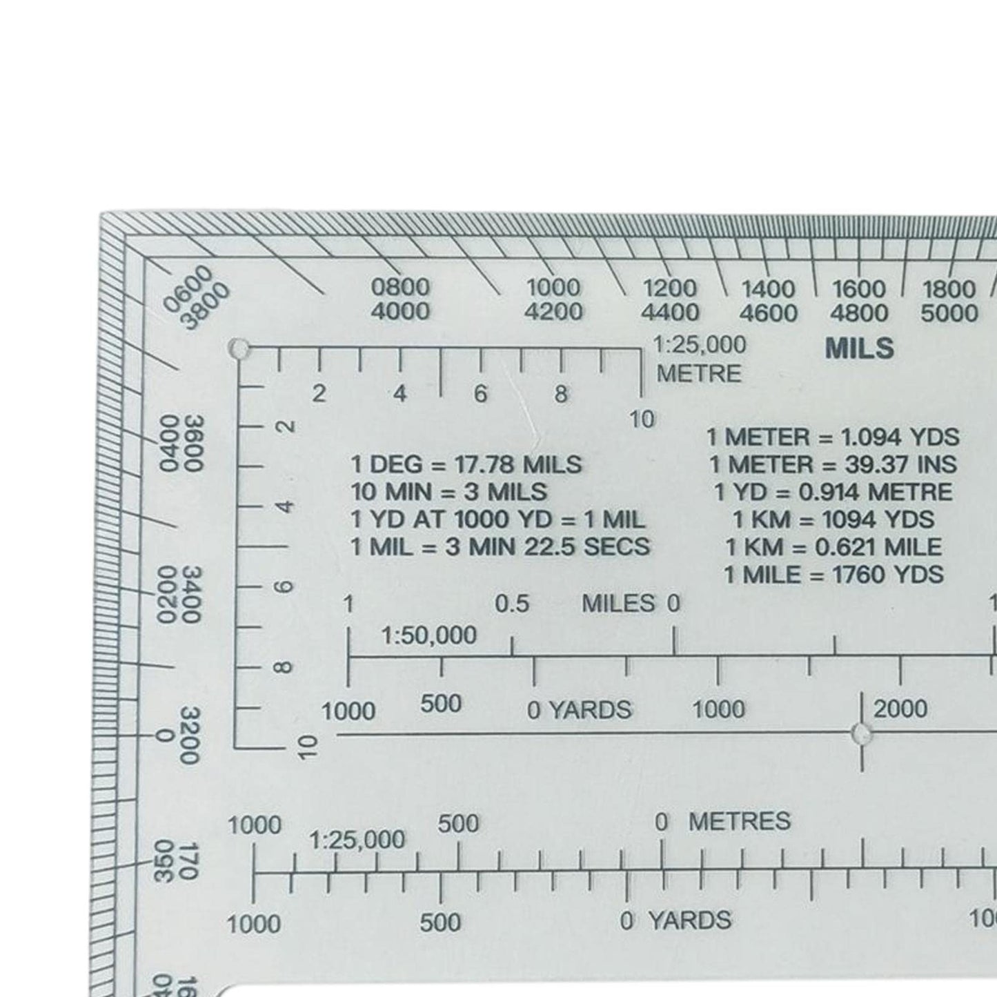 DYNWAVE Square Protractor Ruler Easy Carry Map Reading Compact Lightweight Acrylic 1:25,000 1:50,000 for Architects Engineering Measuring Map Tool