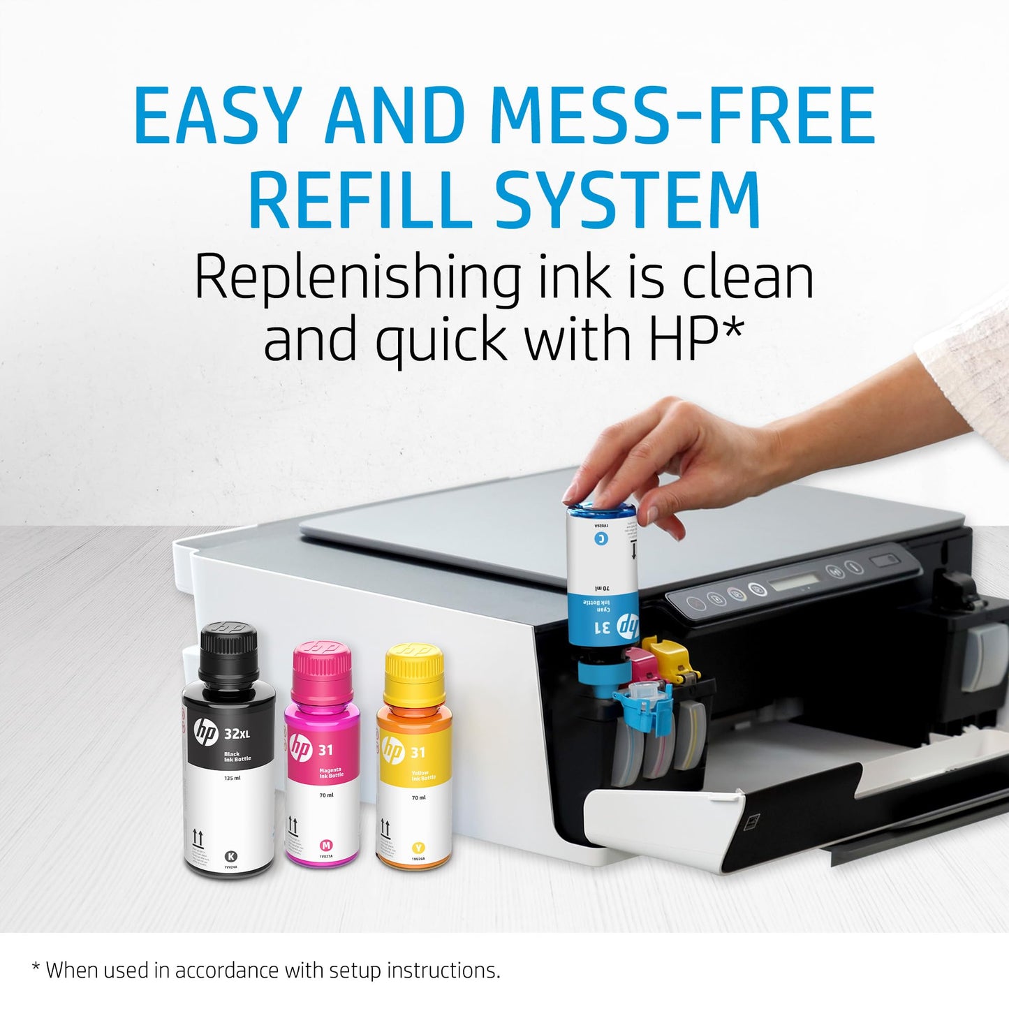 HP 31 Yellow Ink Bottle, 70ml (1VU28AN)