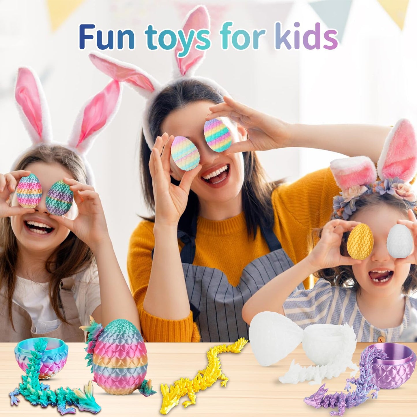 12Pcs 3D Printed Dragon Eggs with Dragon Inside, Easter Basket Stuffers Mini Dragons Egg Set, Surprise Mystery Easter Egg Fidget Toy, Articulated Crystal Toys for Kid Adults Desk Decor