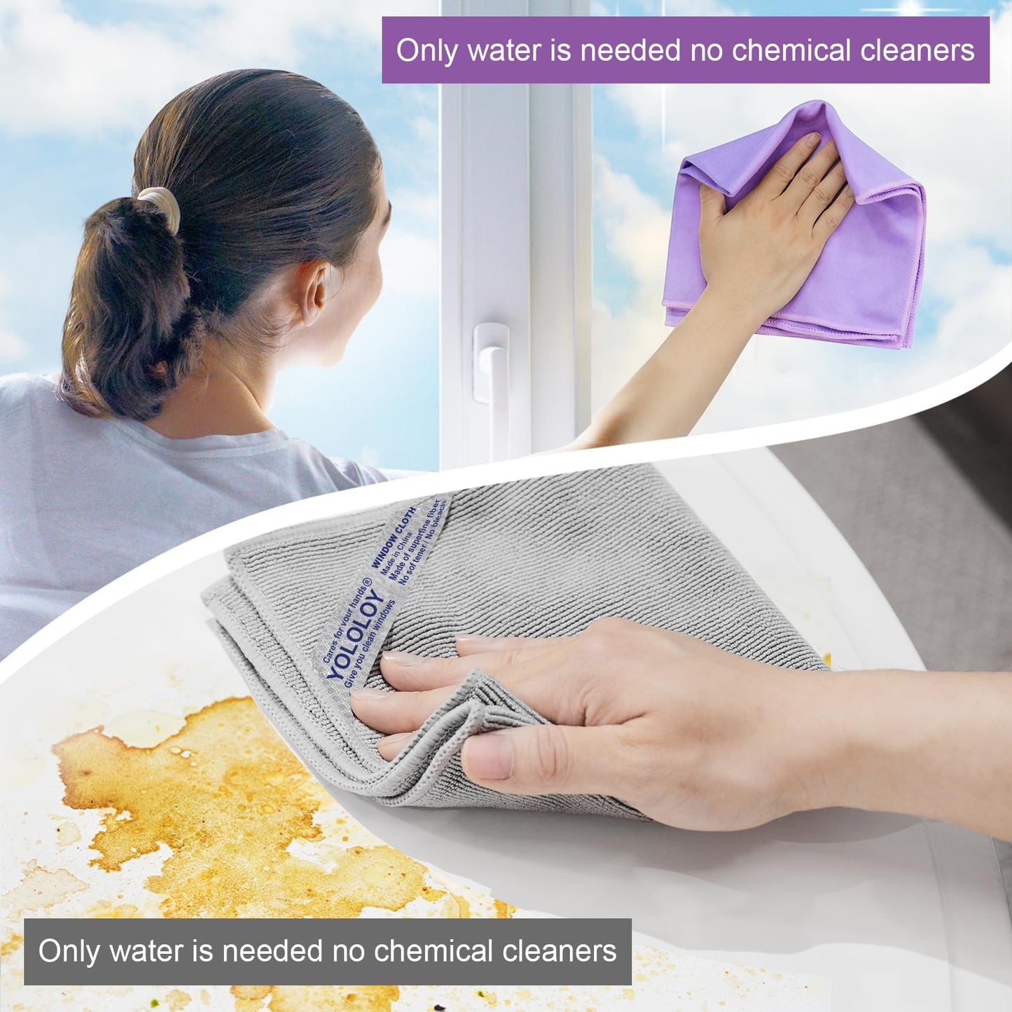 Window Cleaning Cloth 2 Pack - Purple: Streak-Free with Just Water. This Purple Window Cloth Cleans Smooth Surfaces, Allowing You to Clean Windows Without Leaving Streaks. Microfibre Window Cloth.