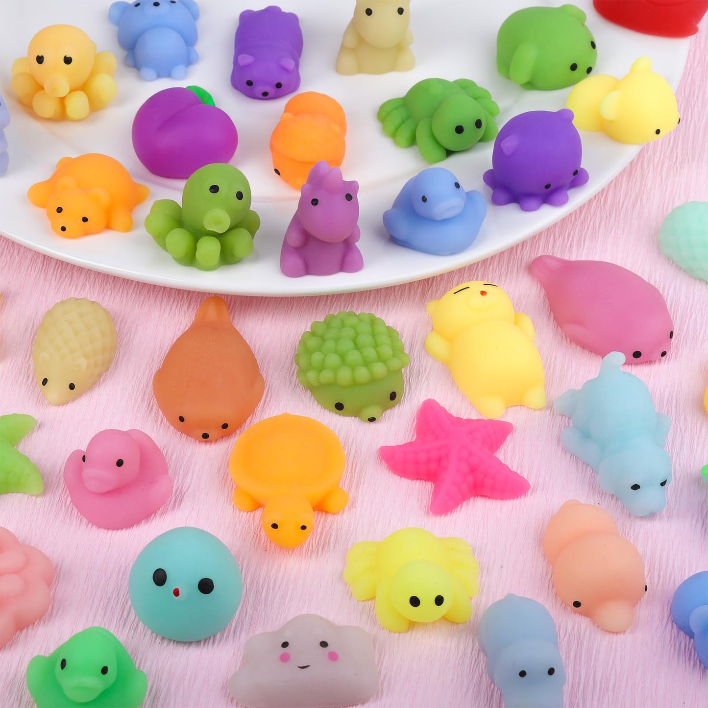 ASONA 200 Pcs Mochi Squeeze Animal Toys (Random) Kawaii Squeeeze Toy Set for Kids, Mini Soft Stress Relief Toys for Gifts Birthday Party Favors, Classroom Prize, Pinata Loot Goodie Bag Fillers
