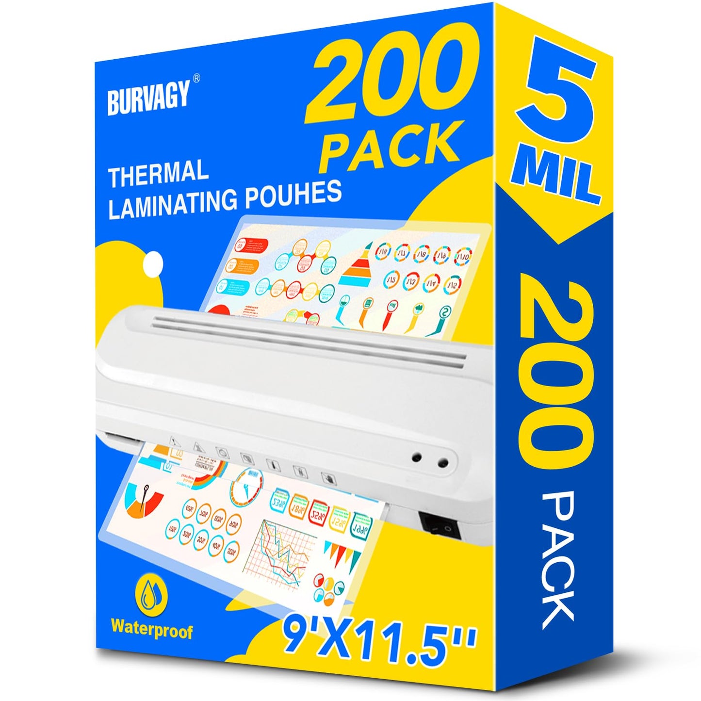 Laminating Sheets, 9 x 11.5 Inches Thermal Laminating Pouches Lamination Sheet Paper for Laminator, Clear, Letter Size, Office and School Supplies (200P 5Mil)