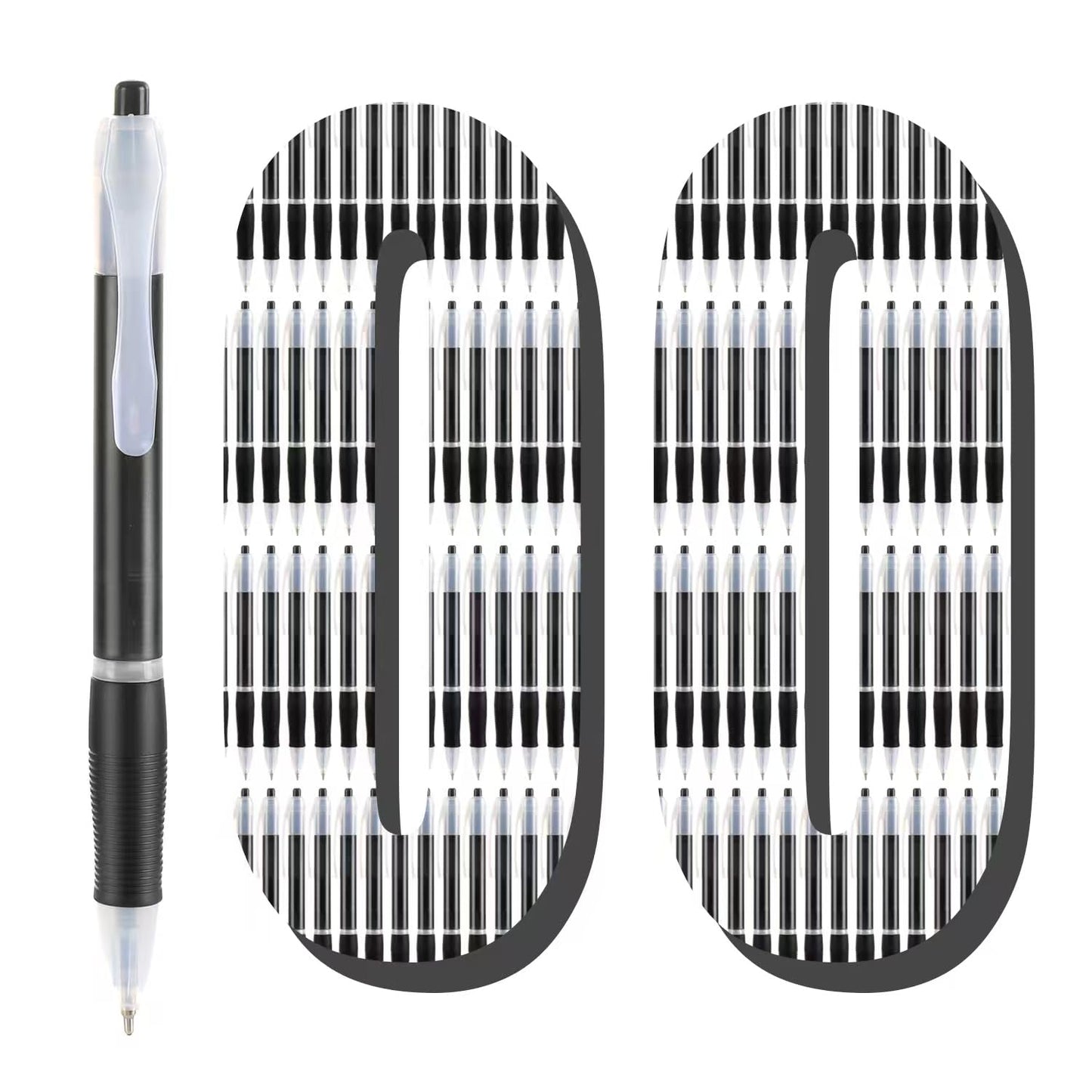 Aozora Retractable Pens Ballpoint Super Smooth Writing Pens Bulk 100 pack Medium Point 1.0mm No Bleed Click Pens with Soft Grip Black Ink
