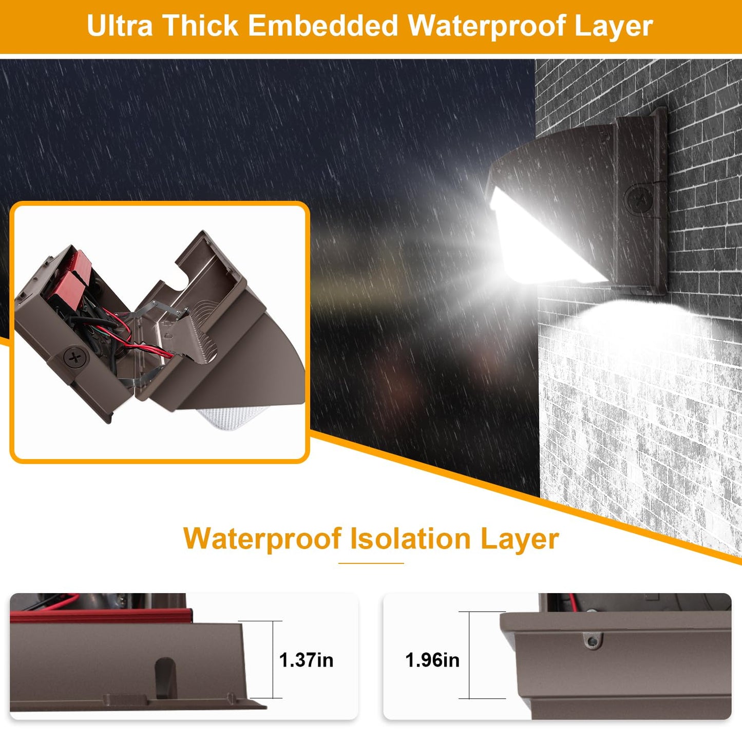 BIRITALO LED Wall Pack Light 120W 18000LM 150LM/W LED Security Flood Commercial and Industrial Outdoor Wall Mount Light 110V-277V IP65 Waterproof WallPack Buildings Lighting for Garages Barn Yard