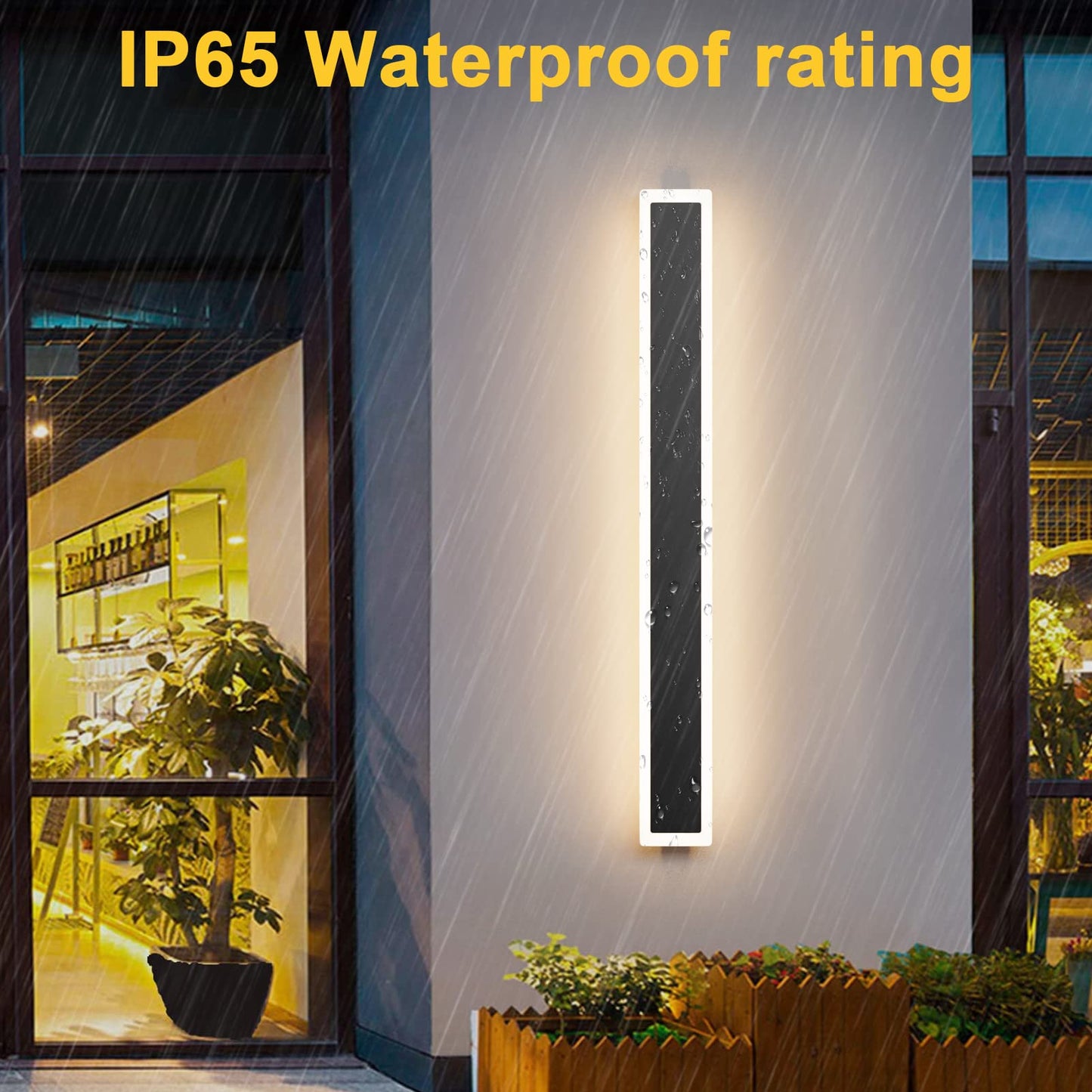 Aipsun 31.5inch Long Strip Modern Outdoor Wall Light Fixture, Black Wall Mount Lighting Sconce Long LED Linear Wall Lamp Exterior Lights Wall Sconce 3000K for House Living Room Corridor(2 Pack)