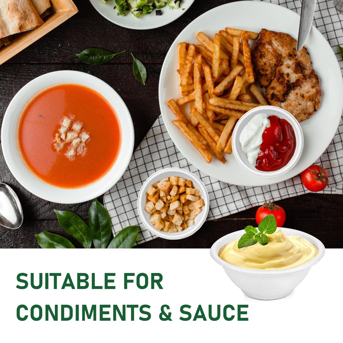 Bionutrio 6 oz Disposable Bowls, 300 Pack Compostable Small Bowls
