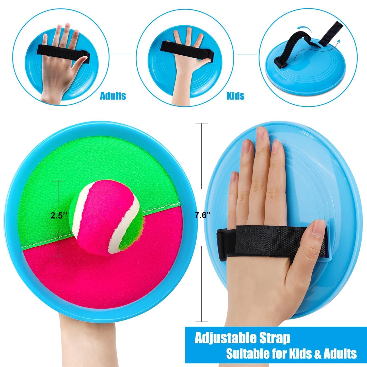 Ayeboovi Kids Toys Toss and Catch Ball Set Outdoor Games Toys for 3 4 5 6+ Year Old Boys Girls Toss and Catch Game Set with 4 Paddles and 4 Balls[Upgraded Version]