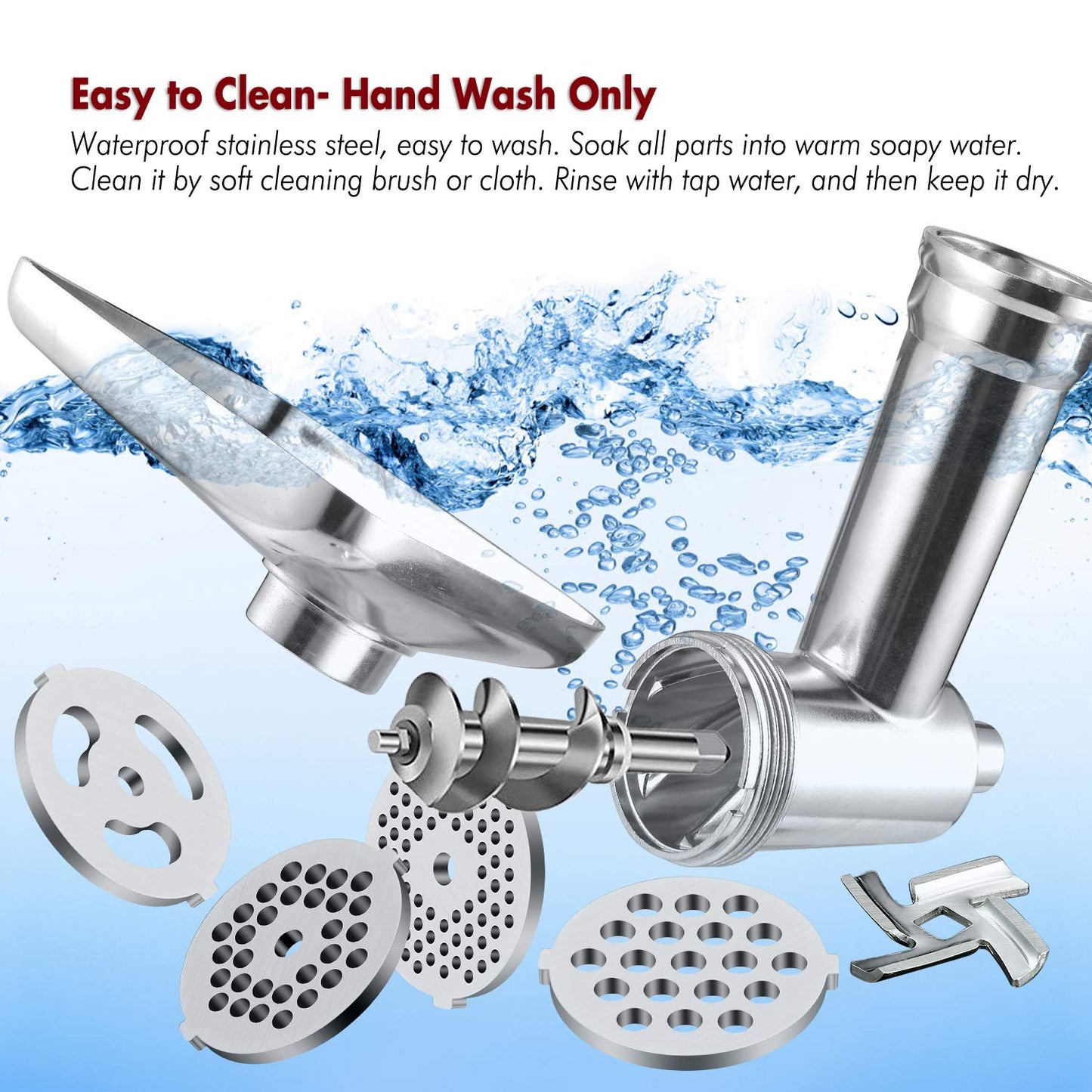 iVict Food Meat Grinder Attachment Compatible for KitchenAid Stand Mixers and Cuisinart Stand Mixers SM-50 Series Included Sausage Stuffer/Grinding Plates/Grinding Blade Accessory