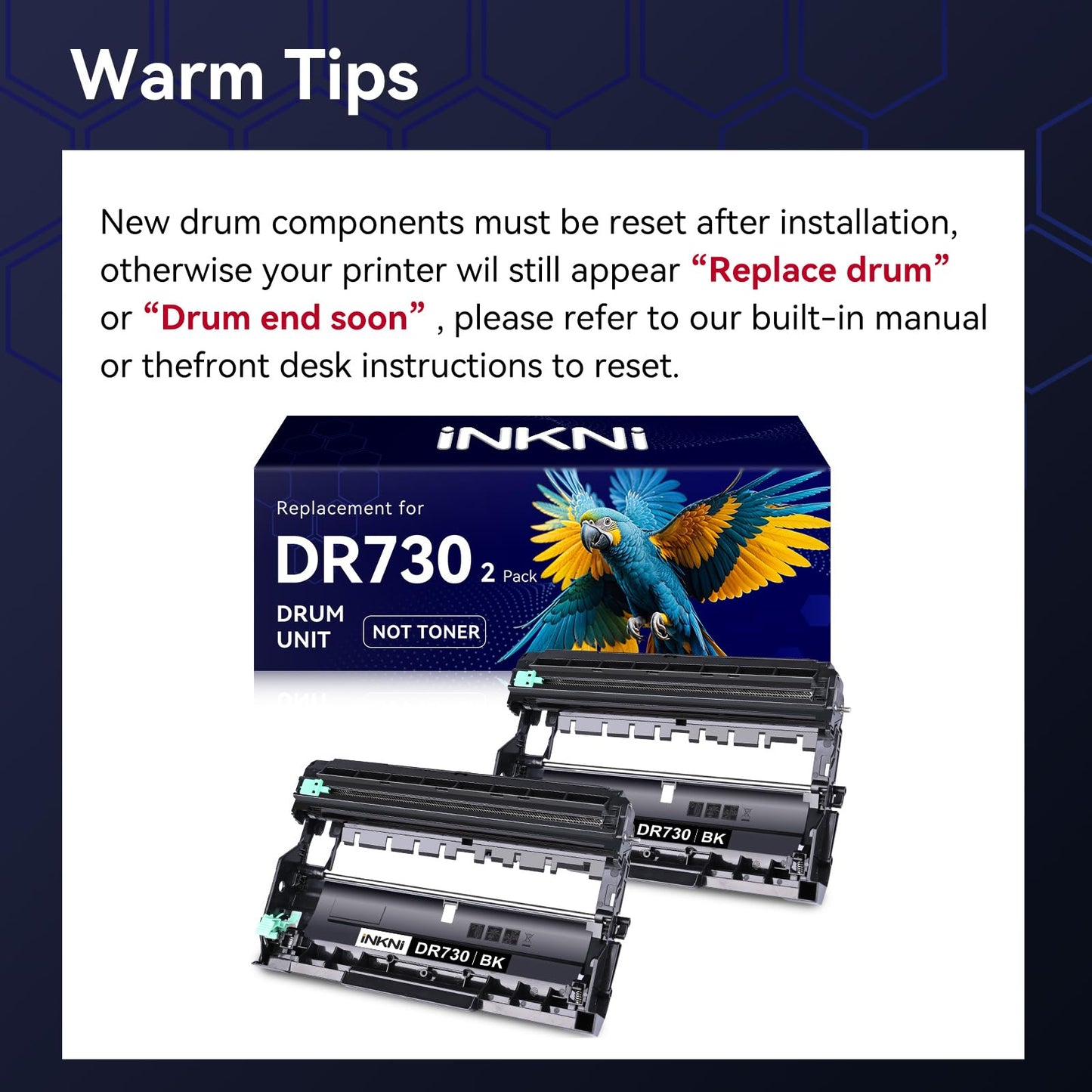Compatible DR730 Drum Unit Replacement for Brother DR-730 TN760 Toner Compatible with MFC-L2710DW MFC-L2750DW HL-L2395DW HL-L2370DW HL-L2350DW HL-L2390DW DCP-L2550DW Printer (2 Pack, NOT Toner)