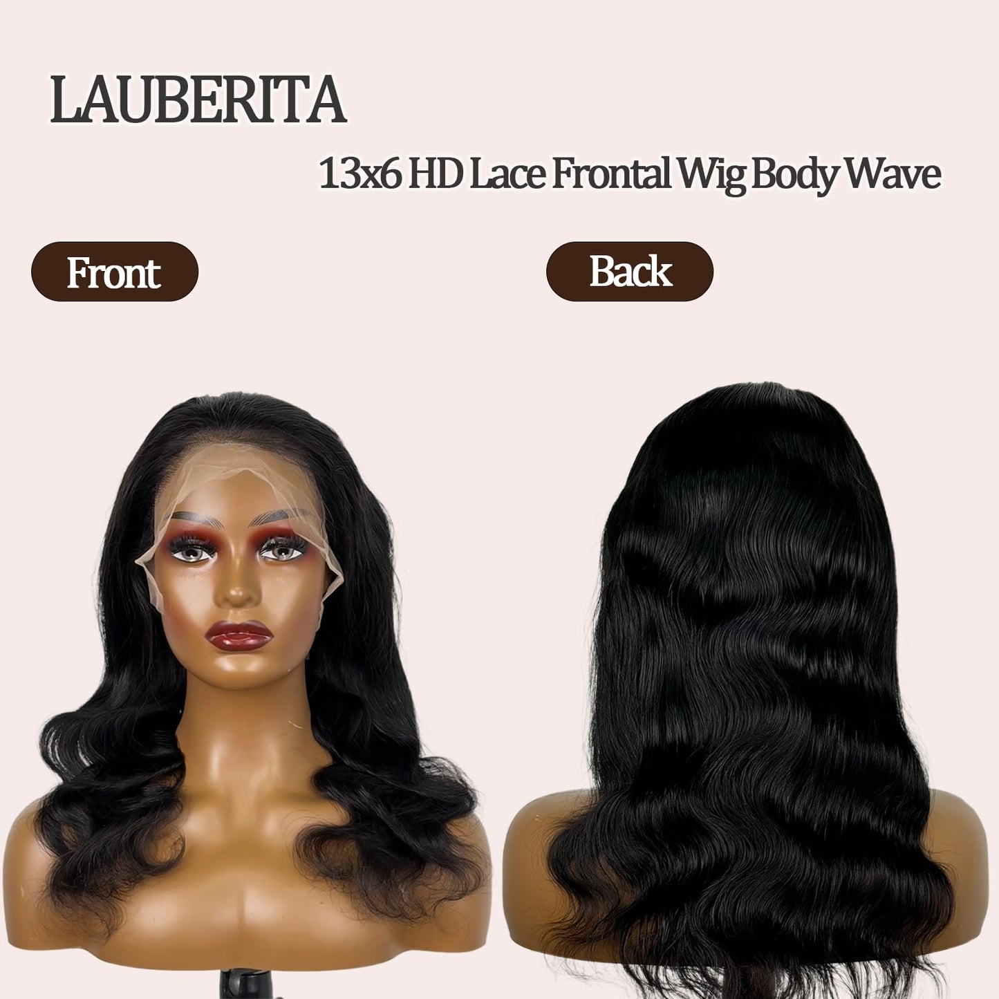 13x6 HD Lace Frontal Wig Human Hair Body Wave 180% Density Lace Front Wigs Human Hair Perruque Femme Humain Naturel 20 Inches Natural Black