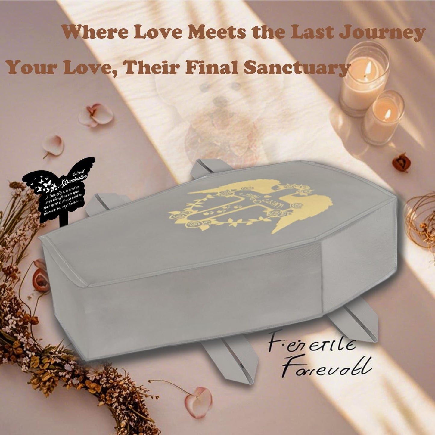QQW Pet Casket Pet Burial Body Bag,Eco-Friendly Pet Burial and Cremation,Safe and Biodegradable,Burial with Decency and Dignity for Dogs Cats and Animals (Grey, M)