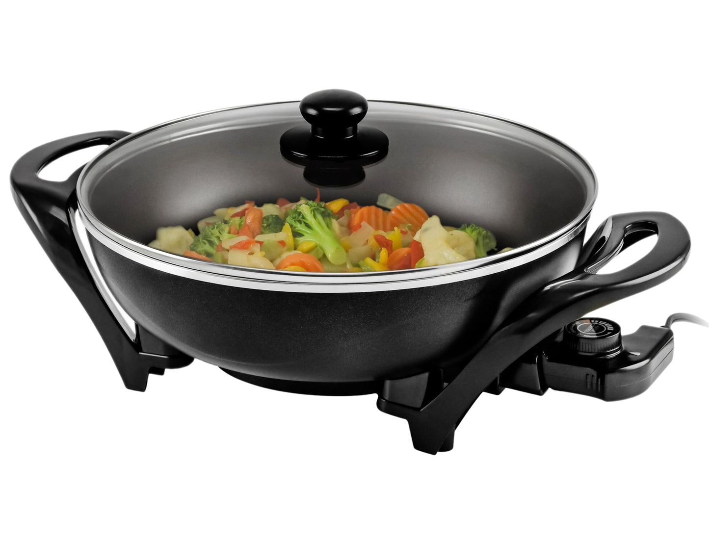 Ovente Sk3113B Non-Stick Electric Skillet with Aluminum Body, 13 Inch, Adjustable Temperature Controller/Regulator Included, Tempered Glass Cover, Cool-Touch Handles