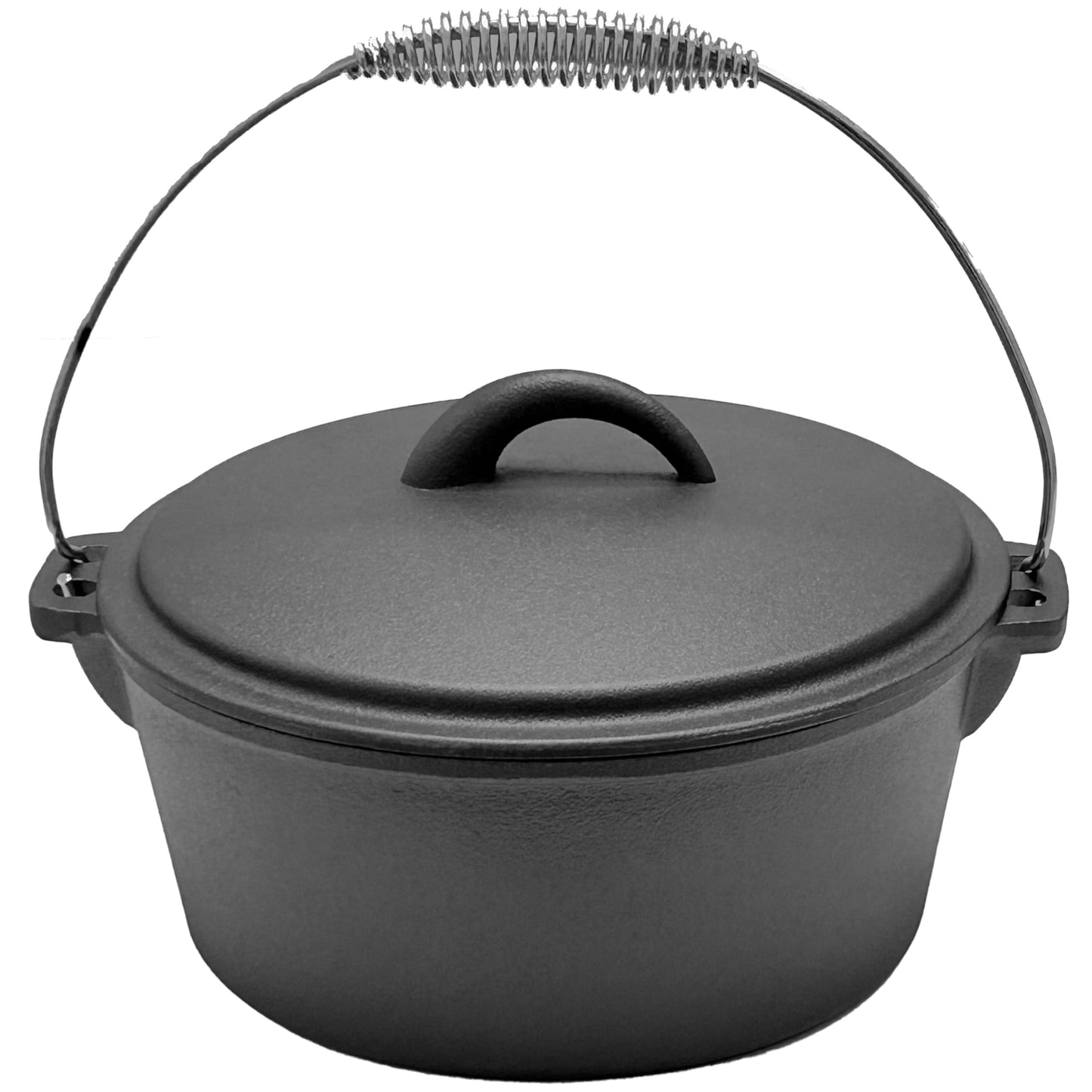 Cuisiland 4.5QT Cast Iron Dutch Oven with Dome Lid & Bail Handle – Pre-Seasoned Campfire Pot for Outdoor Cooking, Baking, Braising & Stews – Heavy-Duty, Even-Heat Casserole Pot for Camping & Home Use