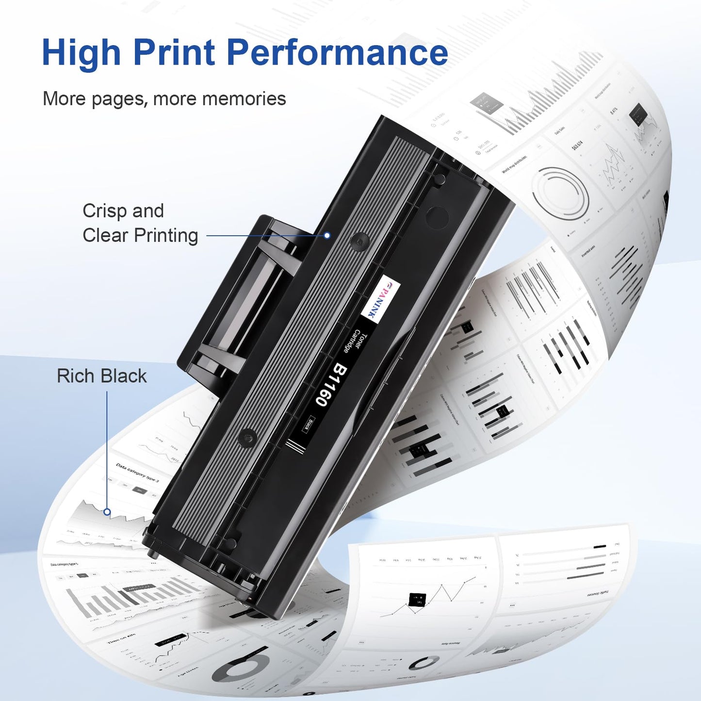 PANINK B1160 Toner Cartridge Replacement for Dell B1160 B1160W Toner Cartridge Compatible with Dell 1160 B1163w B1165nfw B1160 B1160w Printer(2 Black)