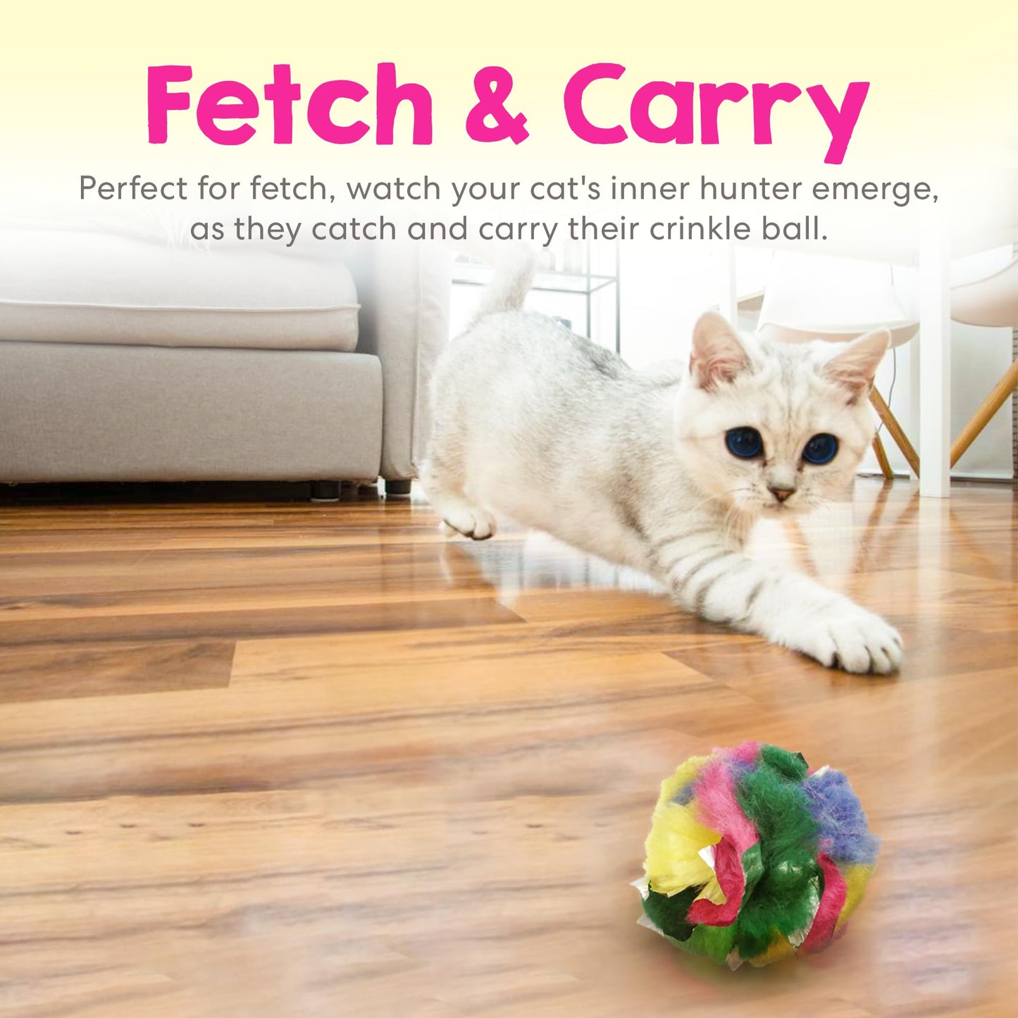 Cat Crinkle Balls 1.5 Inch (50-Pack) - Canadian-Made Cat Toys - Crinkle Balls for Cats