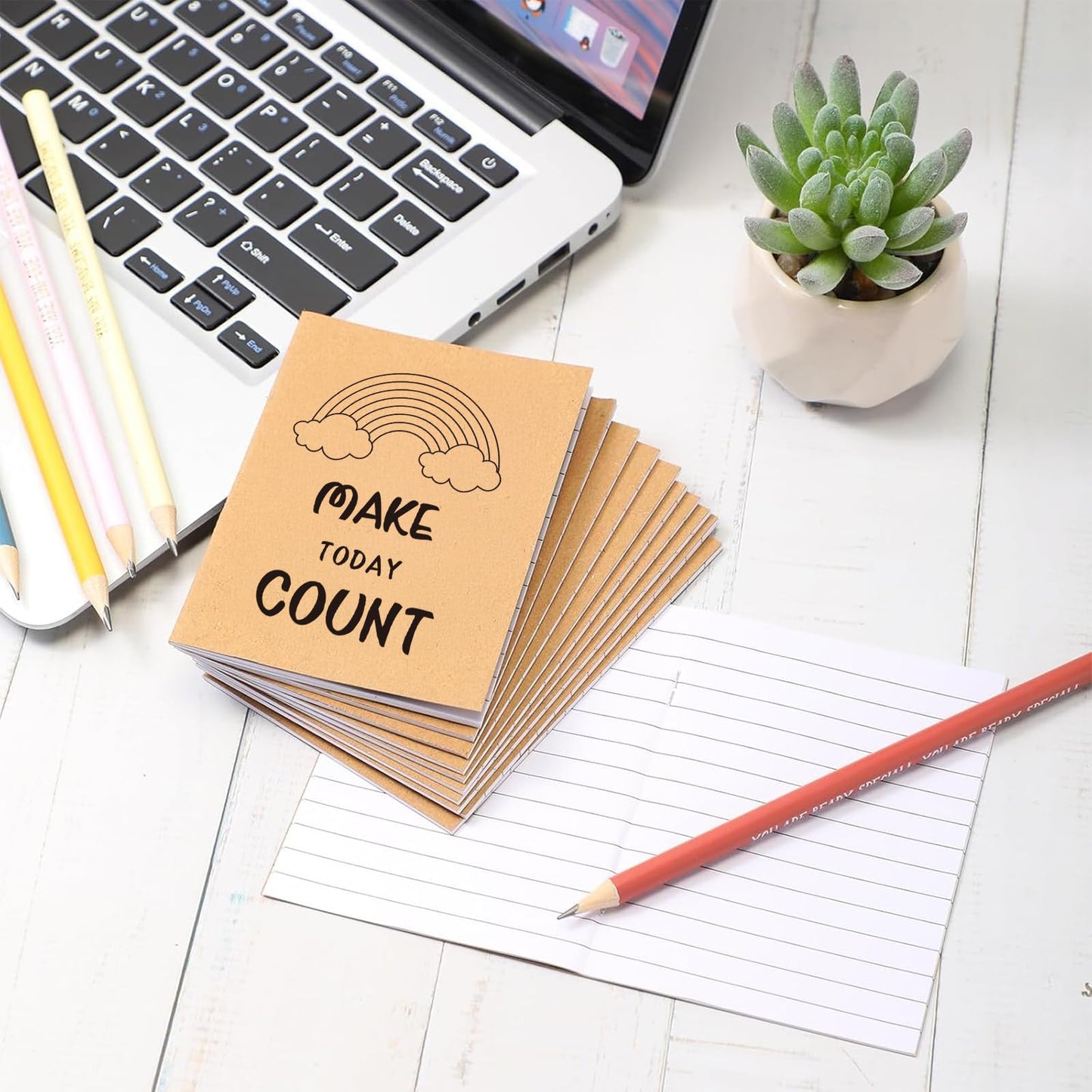 48 Pack Mini Notebooks Bulk, Motivational Journals Kraft Paper Notebook 40 Lined Page Funny Small Pocket Notebook Brown Mini Journals for Kids School Office Prizes Travel (4.1 x 5.5 Inch)
