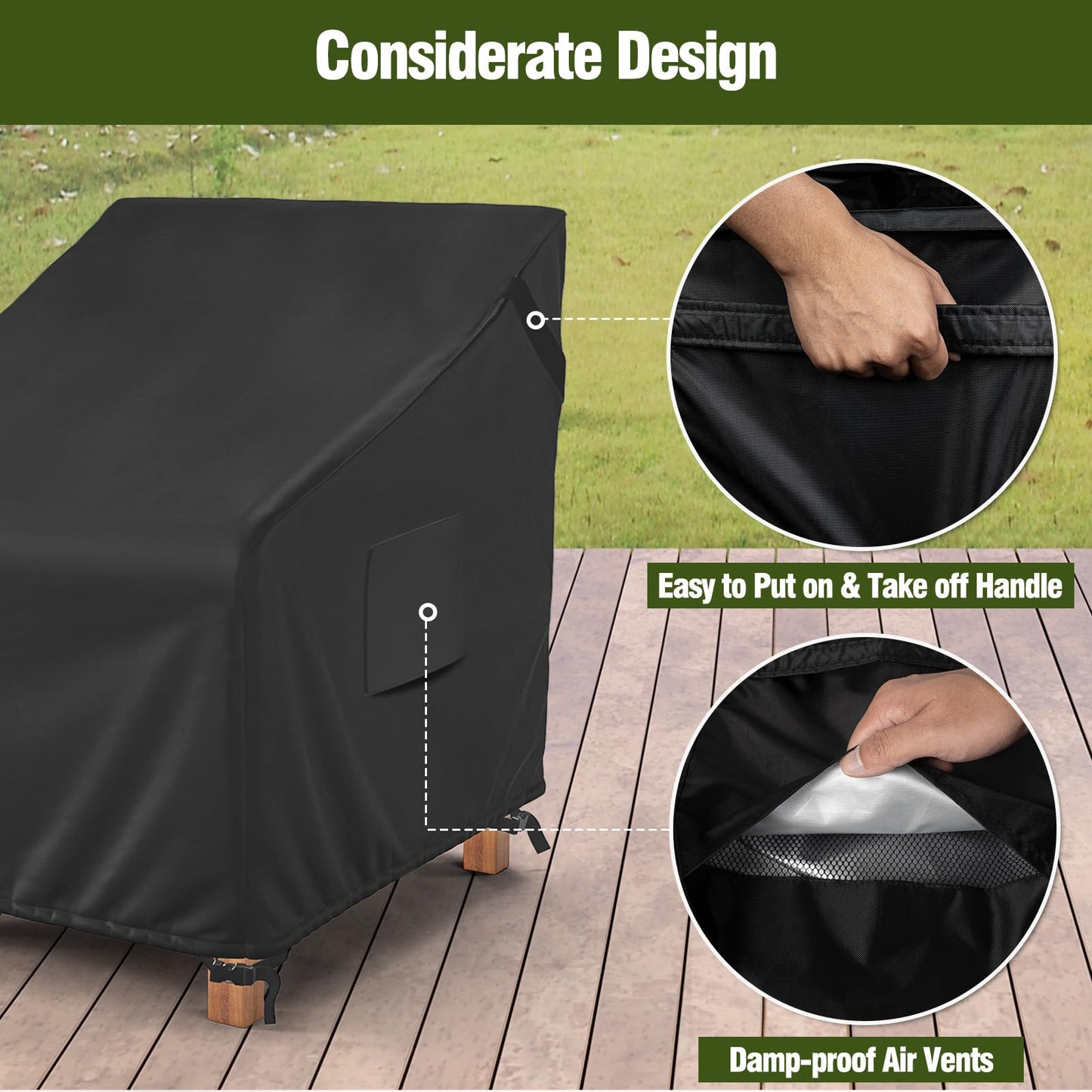 MR. COVER Patio Chair Covers Waterproof, Outdoor Furniture Covers for Rocking & Adirondack Chairs, Fits up to 35" W x 37" D x 36" H, Moisture-Proof & Rip-Resistant, 2 Pack