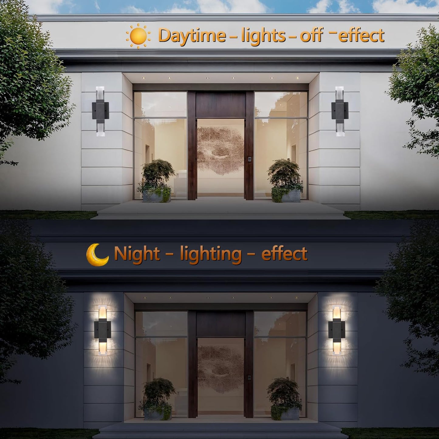 HCIDNLI LED Outdoor Wall Lights, Waterproof Exterior Lights Fixture, Up and Down Porch Lights Aluminum Outside Lights for House Patio Wall Sconce Black Front Door Wall Lighting, 2 Pack