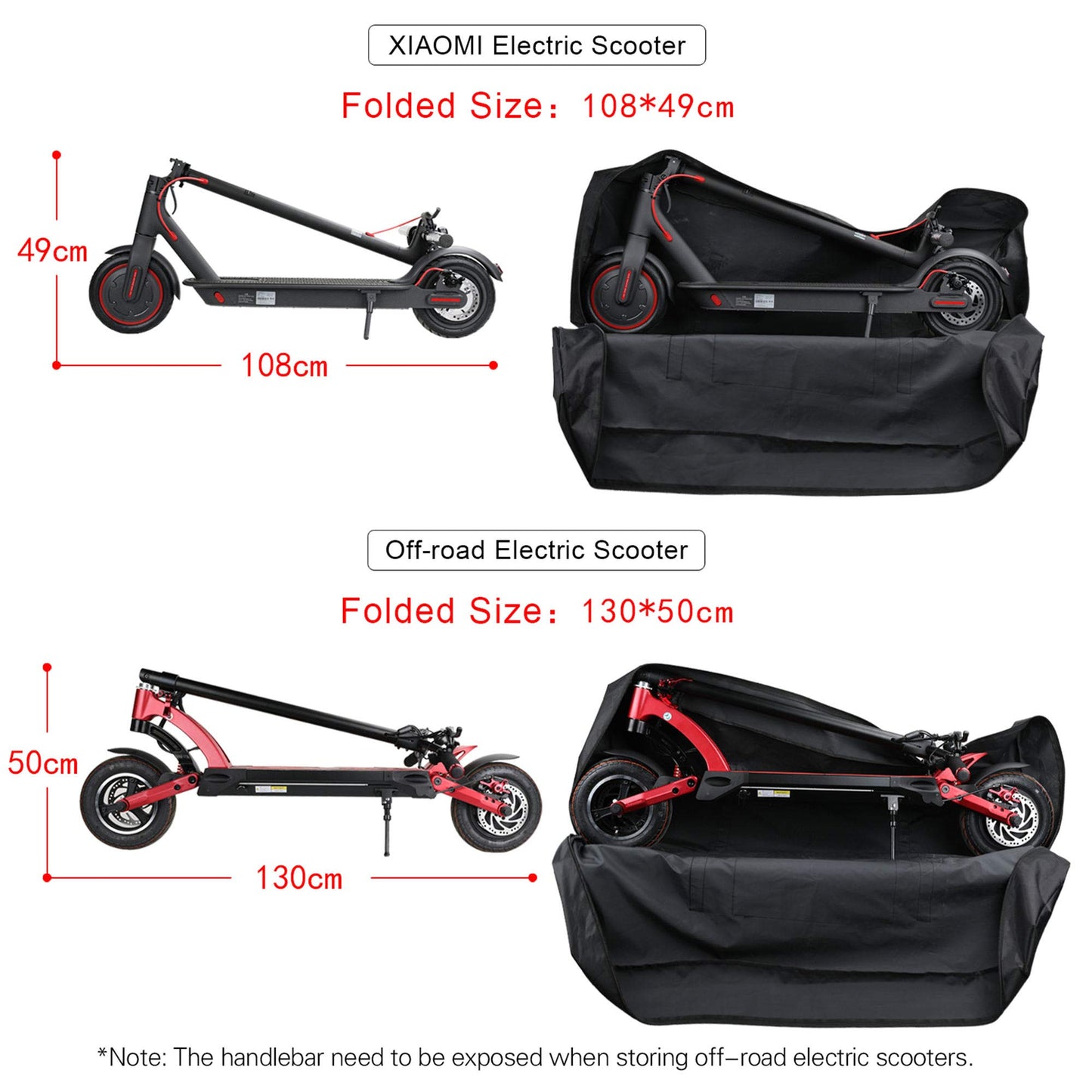 Rhinowalk Foldable E-Scooter Carrying Bag Portable Electric Scooter Storage Bag Transport Case for Outdoor Travel Riding Commuting (Black - 48.8" x 8.7" x 18.1")