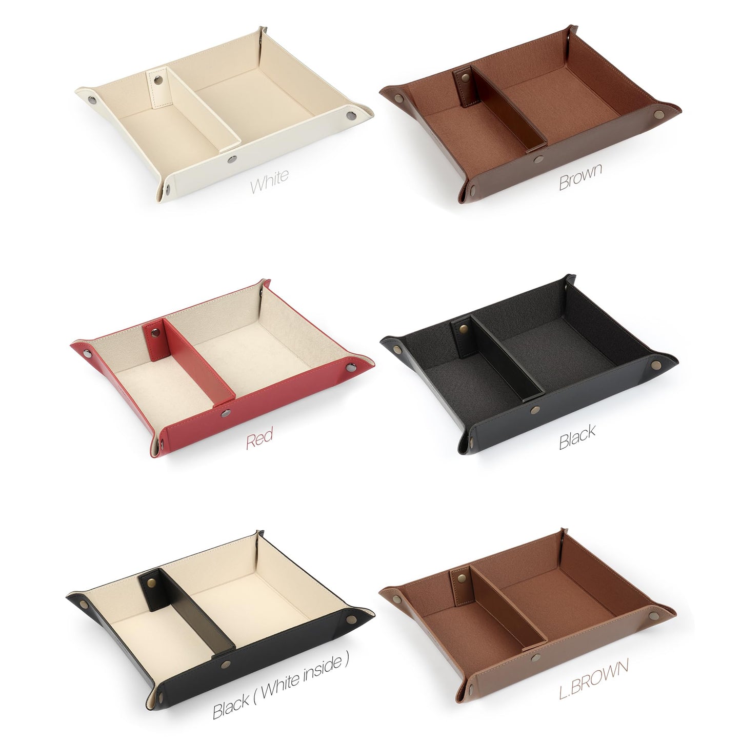 Londo Leather Tray Organizer Caddy, Practical Storage Box Valet for Wallets, Watches, Keys, Coins, Phones, Sunglasses and Office Equipment