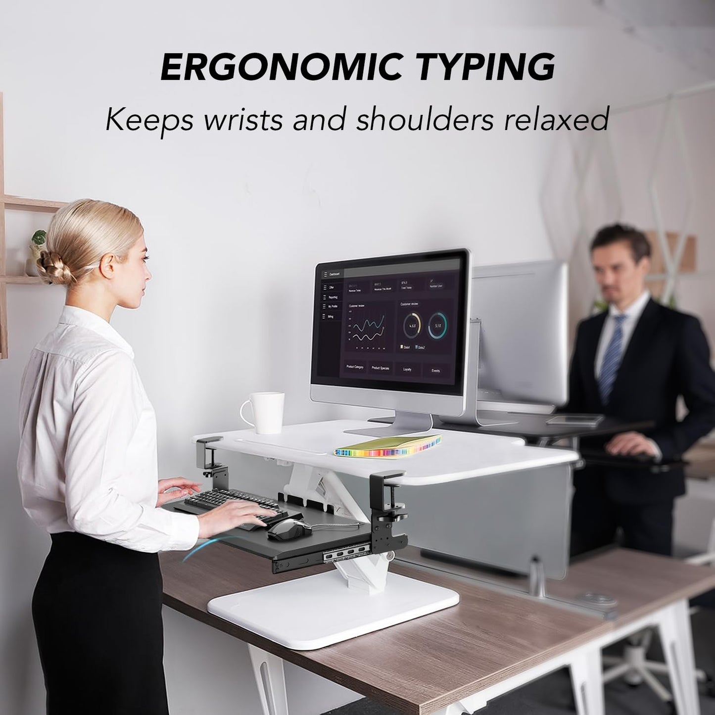 Keyboard Tray Under Desk Pull Out with Extra Sturdy C Clamp Mount System, 27 (33 Including Clamps) x 11 Inch Slide-Out Platform Computer Drawer for Typing
