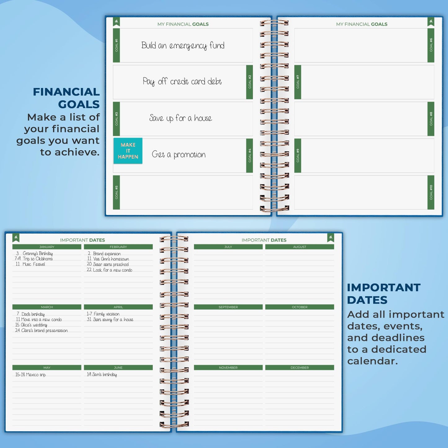 Clever Fox Budget Planner – Coiled Budget Book with Colorful Spacious Pages, Monthly Financial Planner, Budgeting Organizer & Expense Tracker Notebook, Finance Journal, 8x9.5 Hardcover – Mystic Blue
