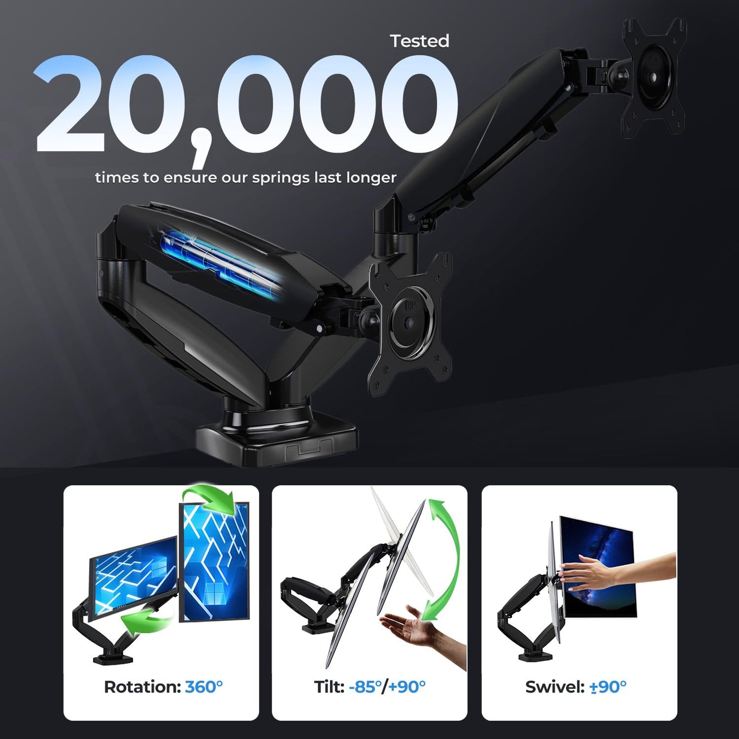 NSY Audio Ergonomic Dual Monitor Arm Stand