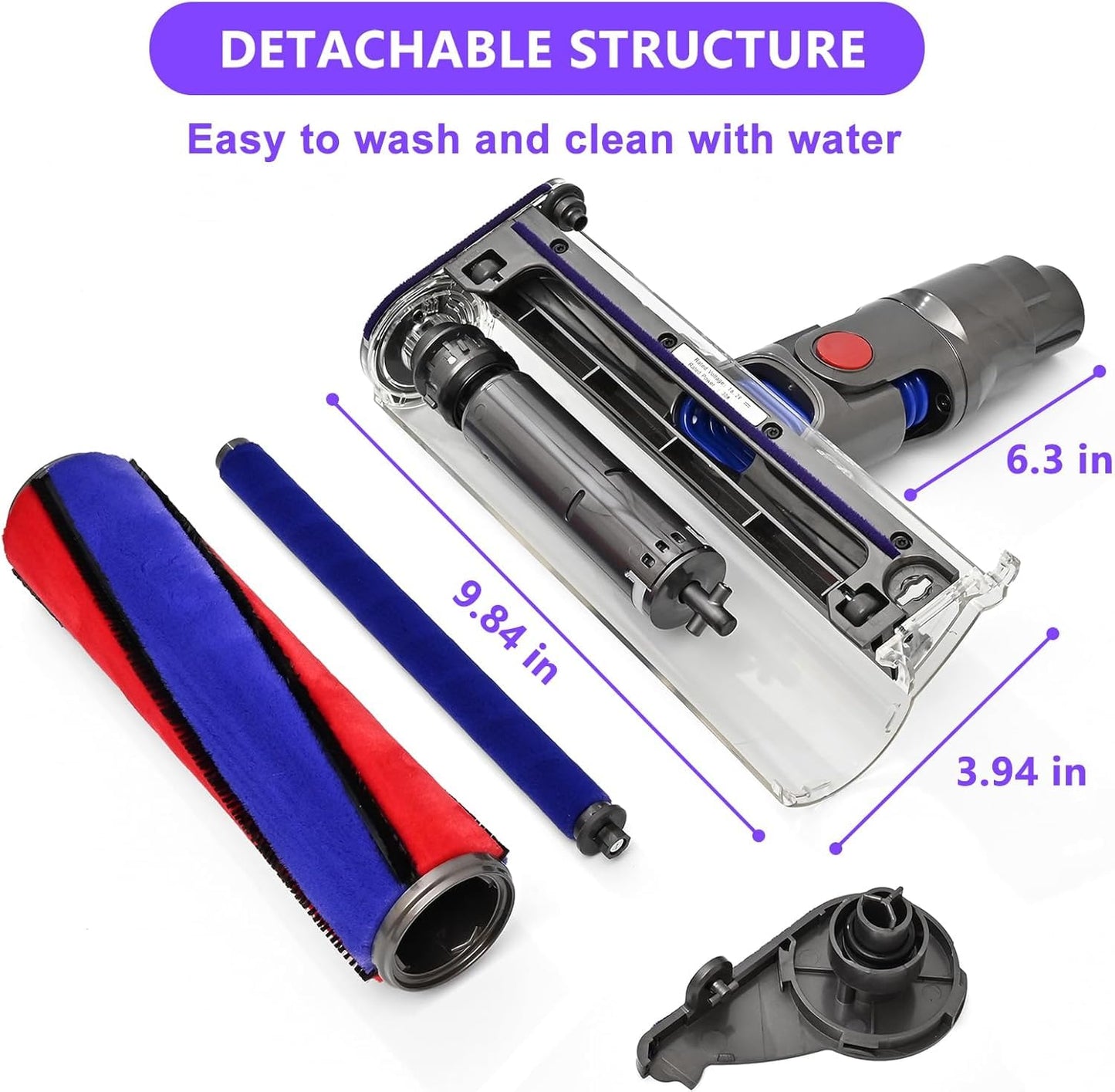 Soft Roller Cleaner Head Replacement for Dyson V10 V11 V15 V8 V7 Cordless Vacuum Cleaners, Quick Release Vacuum Head Replacement Attachments Parts Accessories for Dyson, Gentle on Hard Floors