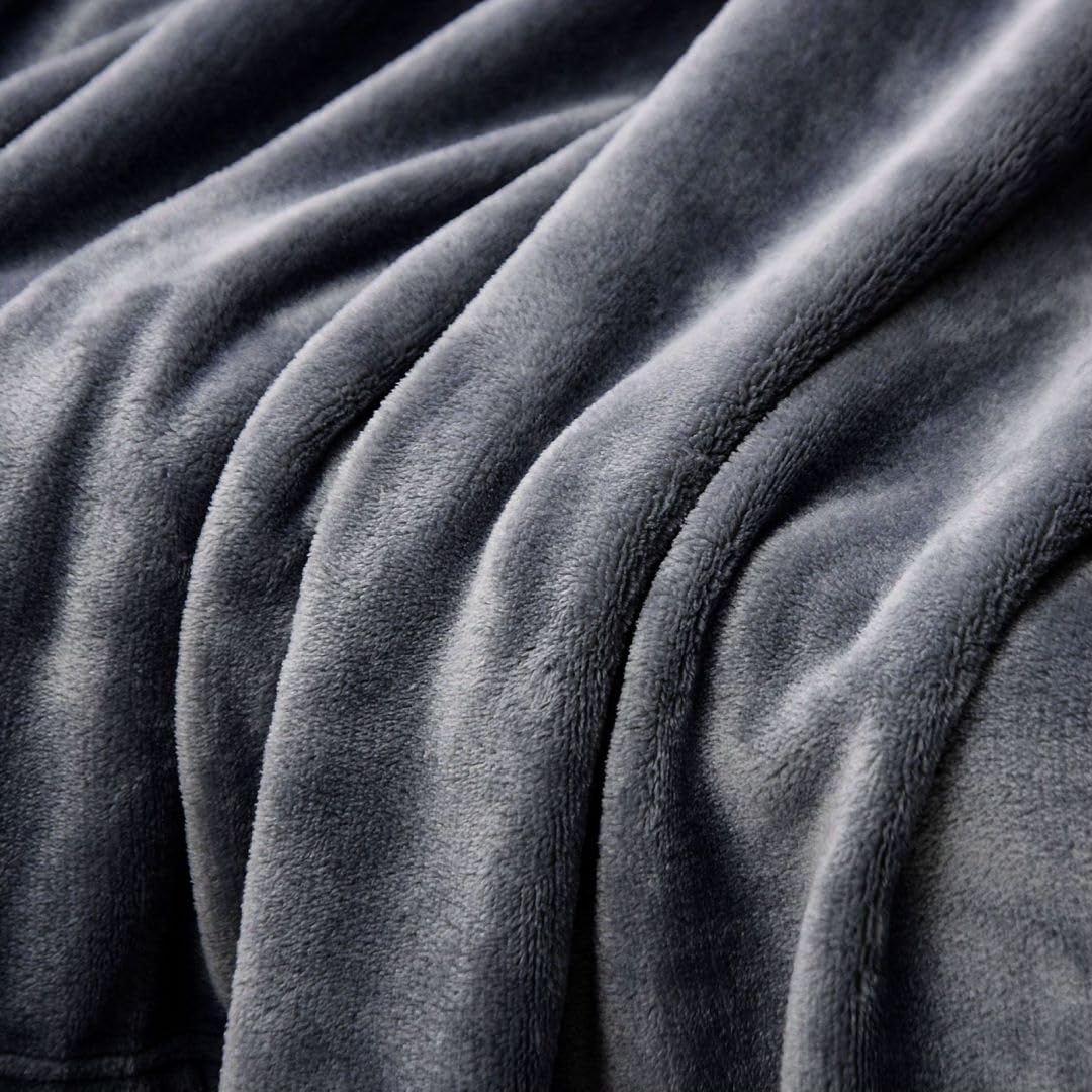 YISURE Waterproof Reversible Blanket 80''x60'' for Bed, Grey/Purple Washable Blankets for Adults Couples, Reversible Leakproof Protector Couch Bed Cover