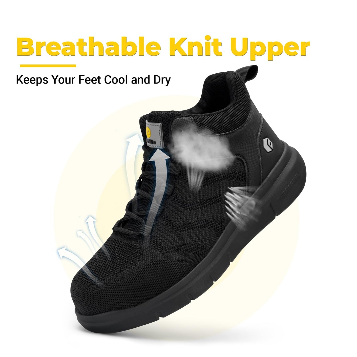 FitVille Safety Shoes for Men Steel Toe Shoes Wide Work Boots for Men Anti-Puncture Proof & Anti-Smash Slip Resistant Safety Boots Breathable Comfortable Indestructible Composite Toe Shoes
