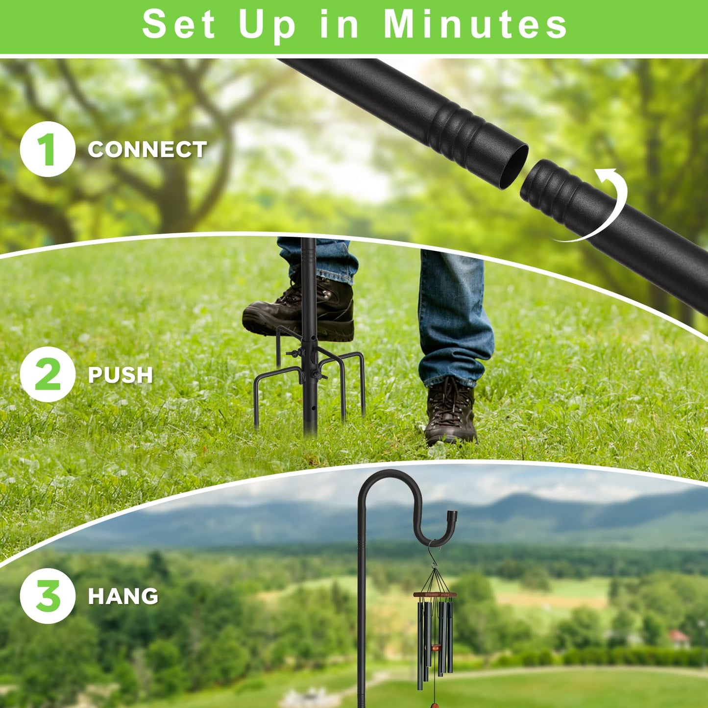 Bird Feeder Pole, 94" Shepherds Hooks for Outdoor, 4/5” Thick Hummingbird Feeders Stand Heavy Duty, Hanging Plant Hanger Stake with 5-Prong Base, Metal Shepard Stick for Outside Garden Yard Wedding