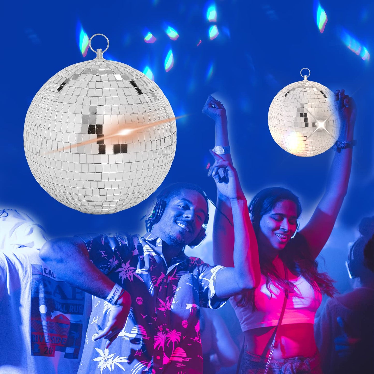 DJBoomy 8 Inch Hanging Mirror Disco Ball: Silver Disco Balls Decorations Mirror Ball with Hanging Ring for Party Decor Home Events DJ Parties