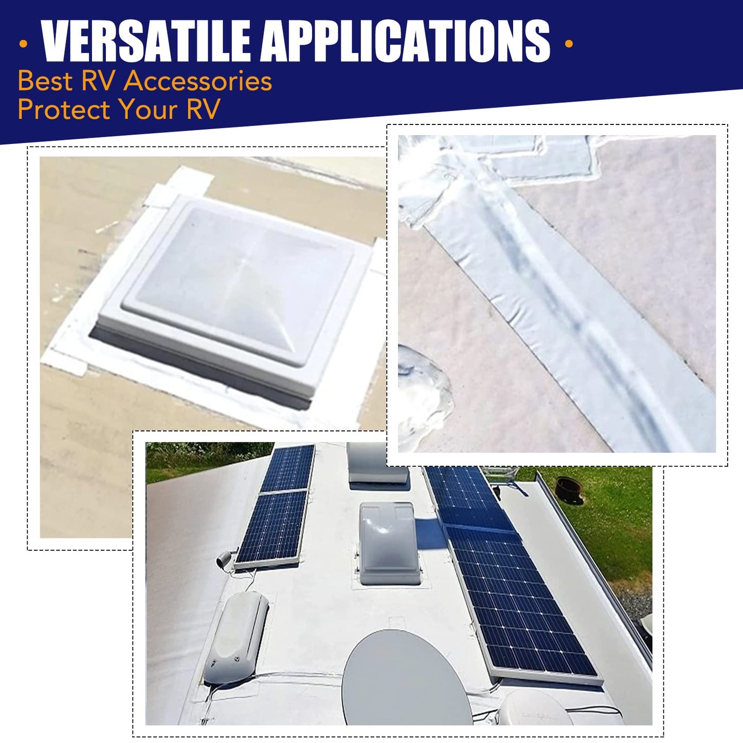 2 Pack RV Roof Tape, 4 Inch x 50 Feet RV Sealant Tape, UV & Waterproof RV White Seal Tape for RV Repair, Window, Boat Sealing, Truck and Trailer Roof Sealant, Stop Camper Roof Leaks