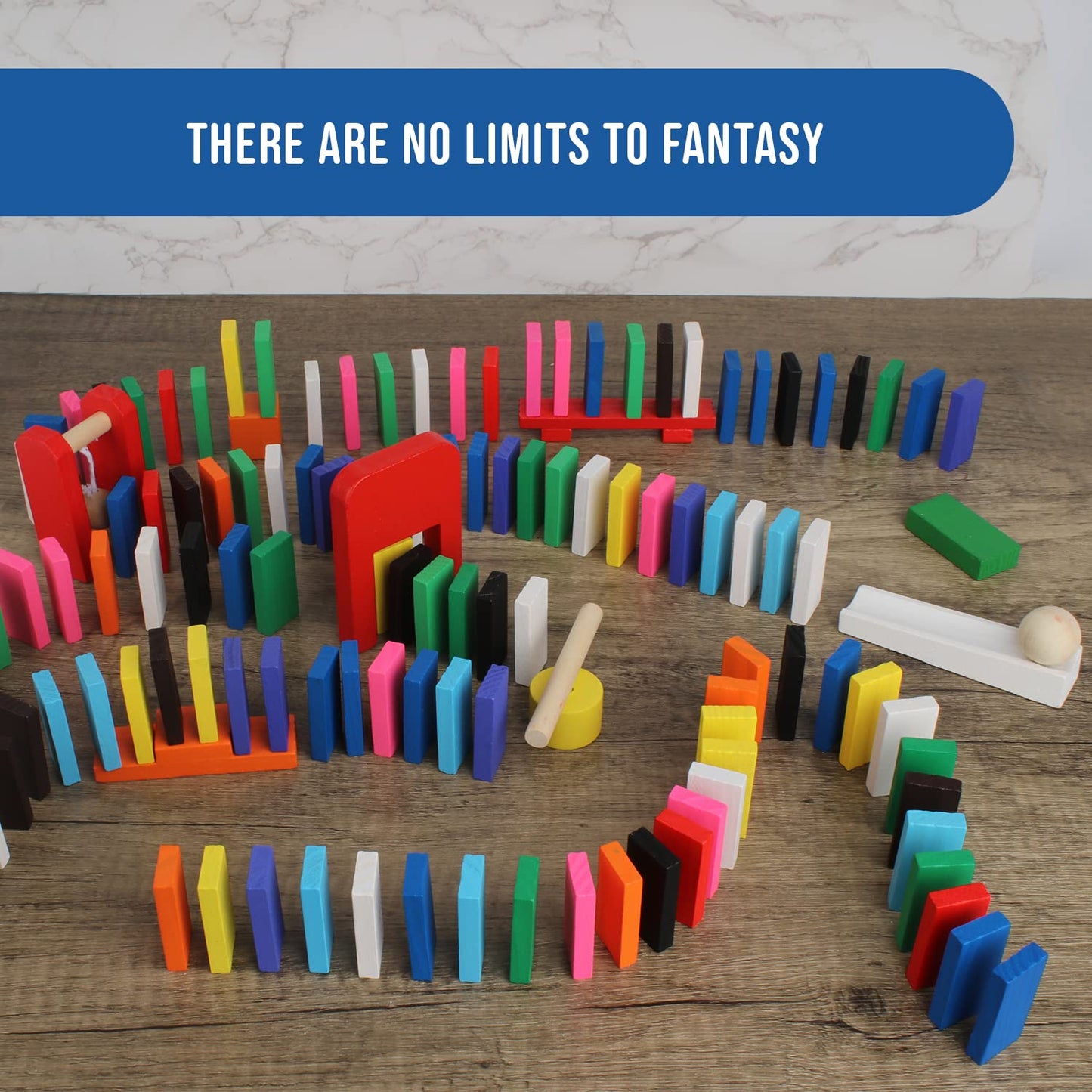 Calmado - Dominoes, 450 pcs Dominoes Set, Games/Toy Made from Wood, Family Games Domino Grand Edition Set + Bag+ Instruction Manual + Accessories