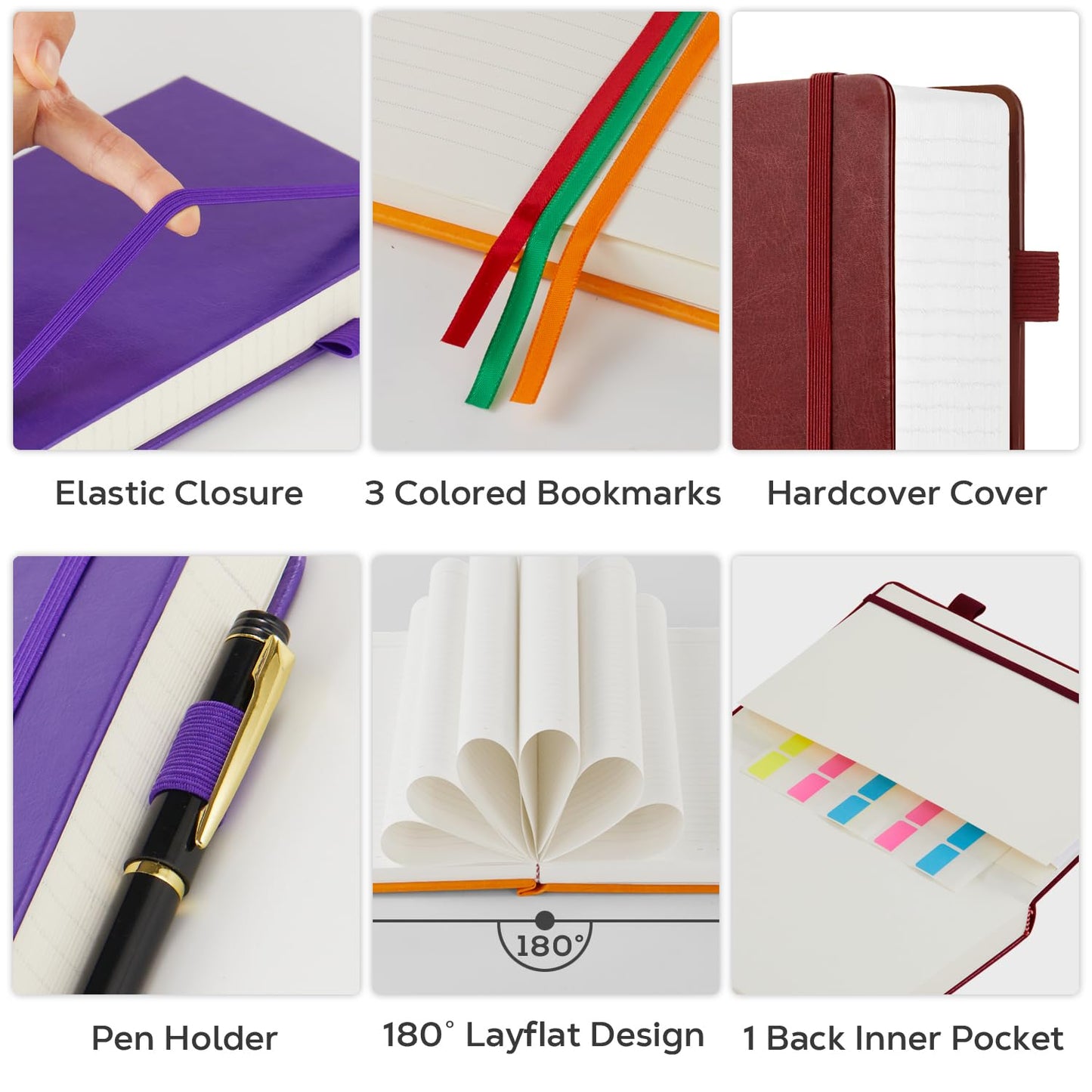 3 Pack Notebooks and Journals, B5(7.1'' X 10'') Thick Journaling Notebook College Ruled Bulk, Large Hardcover Leather Lined Notebook Journal Set for Women Men Work, Multicolor