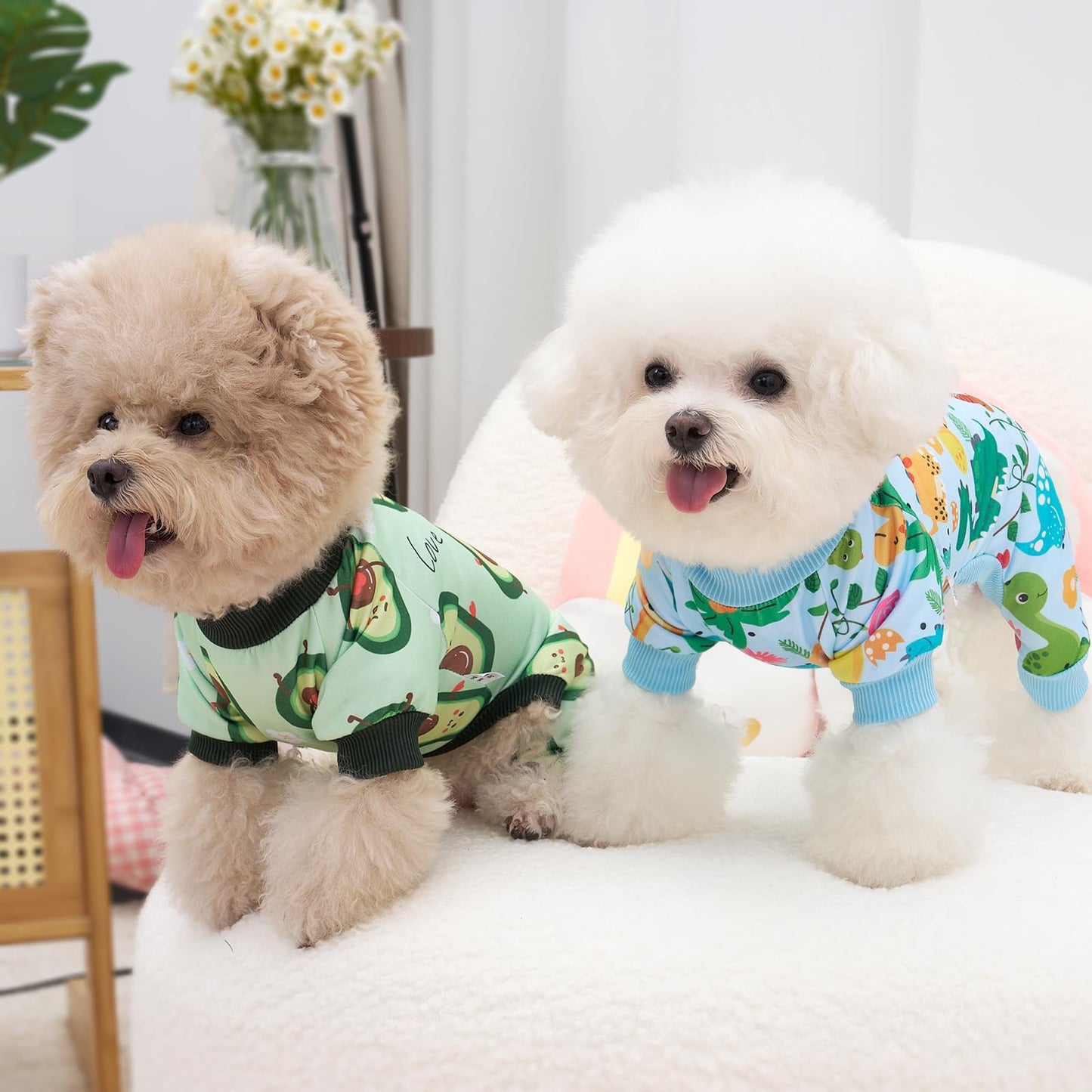 XPUDAC 4 Pack Dog Pajamas Soft Strechy Summer Doggie Clothes for Small Medium Dogs Boy Girl Cat Apparel-Small