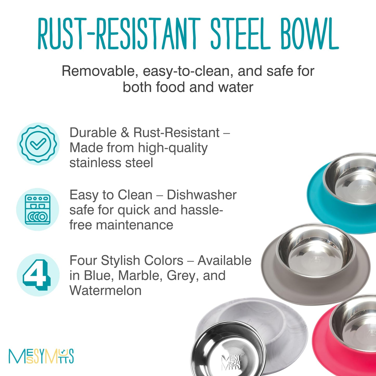 Messy Mutts Single Silicone Feeder with Stainless Bowl | Non-Skid Food Dishes for Dogs for All Pets | Dog Food Bowls | Extra-Large, 6 Cups | Grey