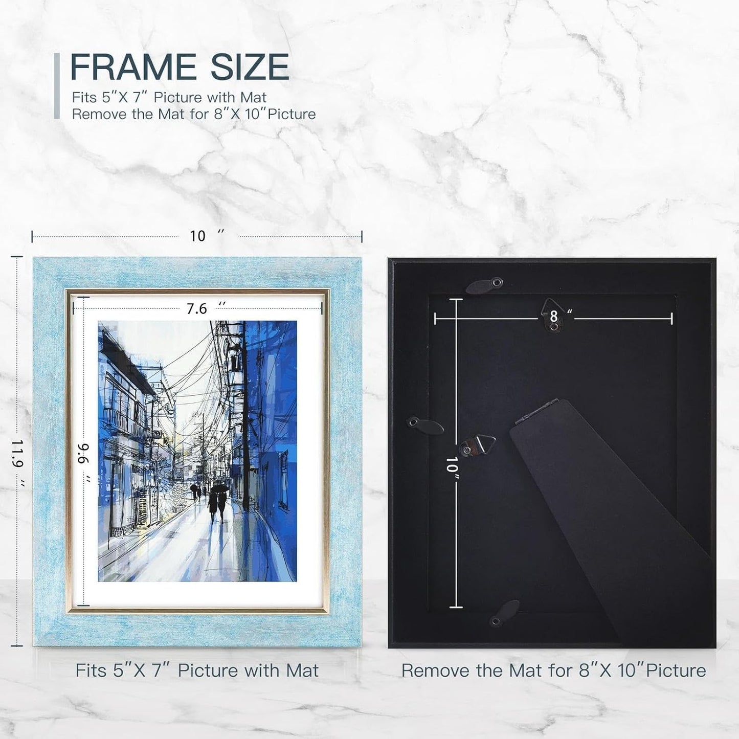 8x10 Picture Frames Set of 4 Rustic Retro Photo Frame with HD plastic cover for Wall Mount and Tabletop Display Family Friends Wedding Gift