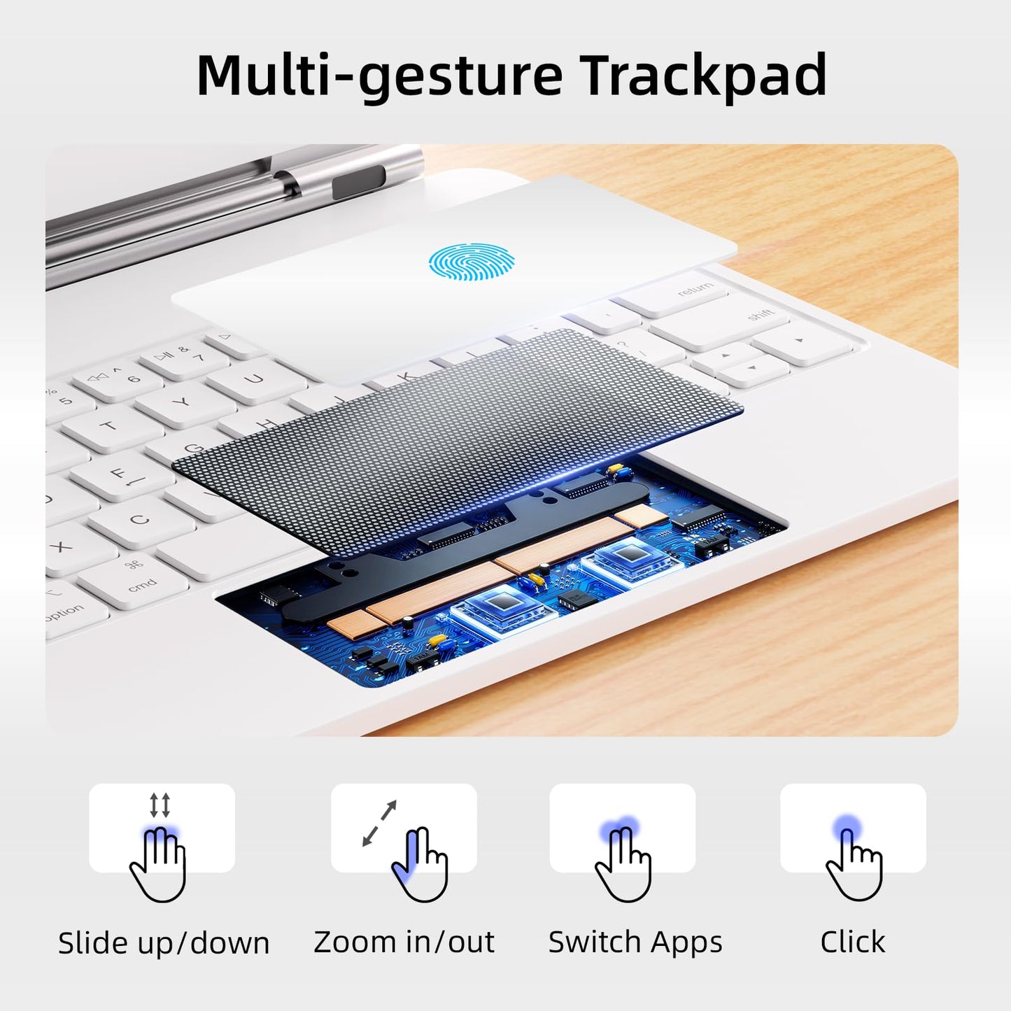 Keyboard Case for iPad Air 11 inch (M3 2025&M2 2024),iPad Air 5th/4th Gen & iPad Pro 11 inch(4th/3rd/2nd/1st Gen) case with Keyboard,Magnetic Attach,Multi-Gesture Trackpad,Backlit,Shortcut Keys,White