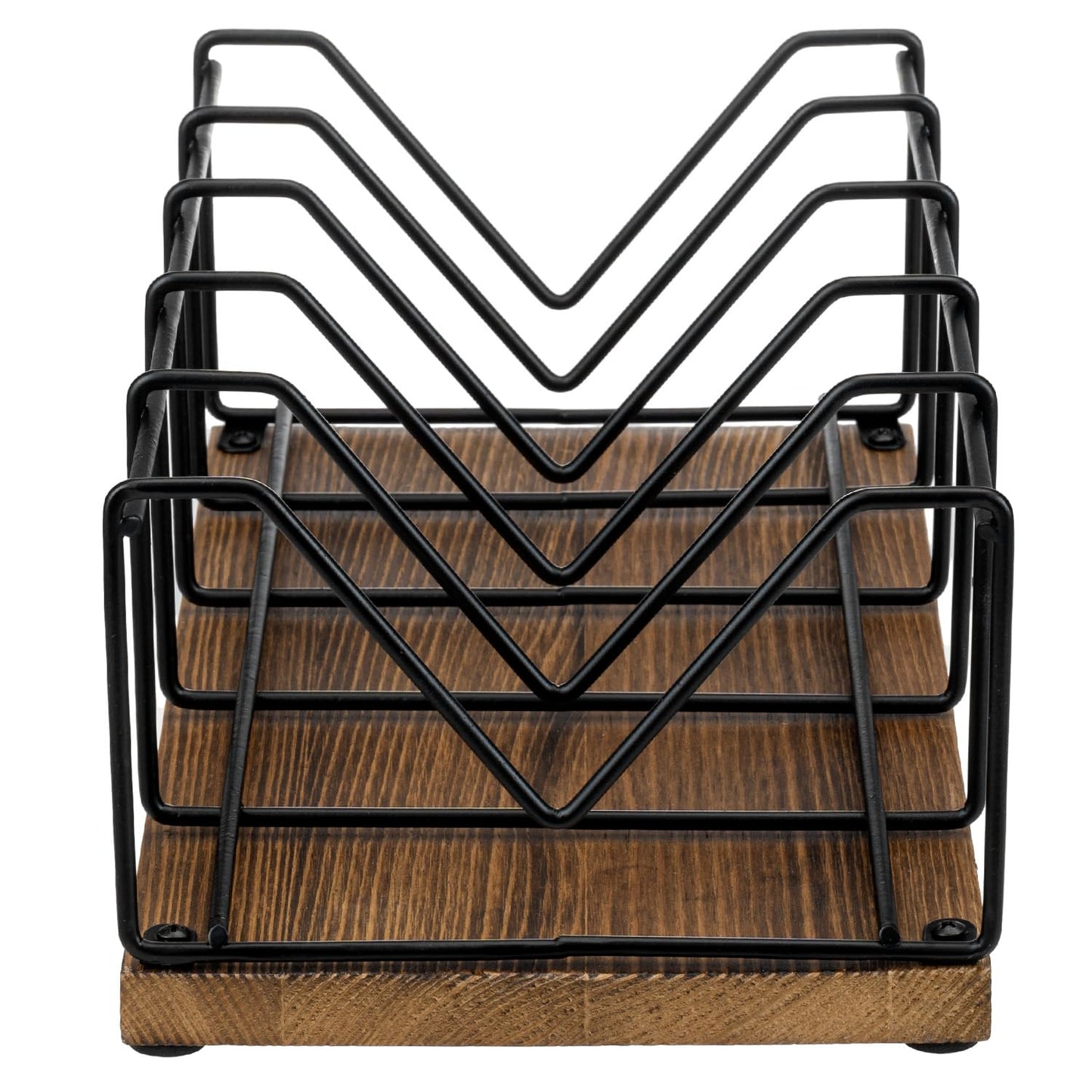 MyGift Set of 2 Vintage CD Storage Holder in Rustic Burnt Solid Wood and Matte Black Metal Racks, Tabletop Compact Disc Case Organizer Stand - Holds Total 50 Jewel Cases